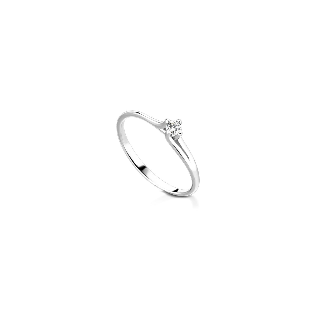 18kt White Gold Solitaire Ring with Natural Diamonds AuriA GAN1241