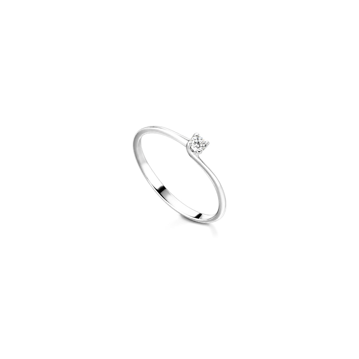 AuriA 18kt White Gold Solitaire Ring with Natural Diamonds