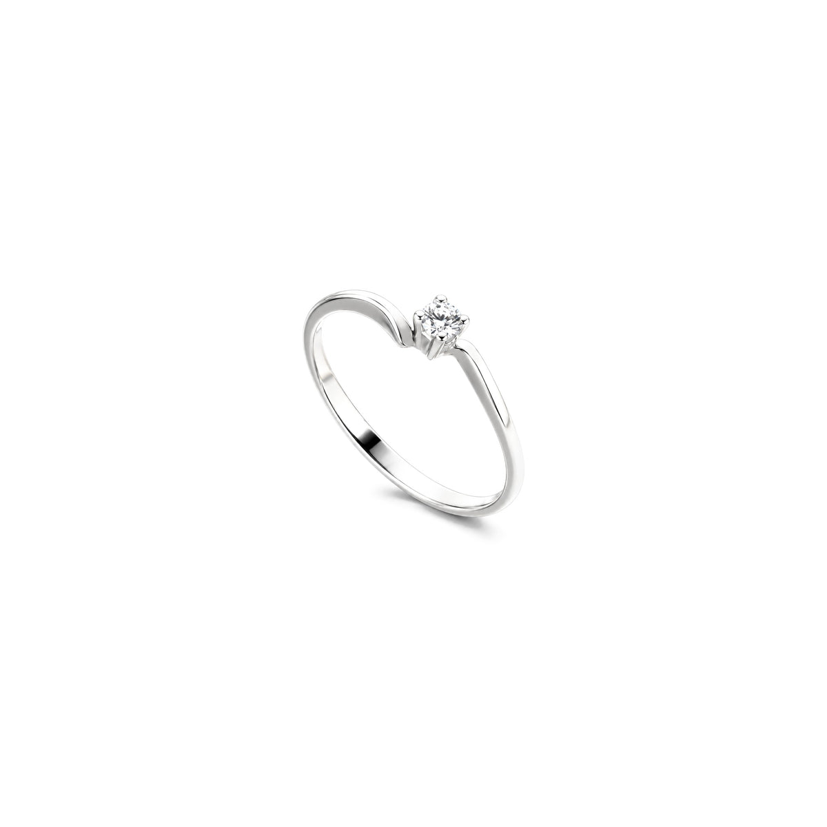 18kt White Gold Natural Diamond Solitaire Ring AuriA GAN1250