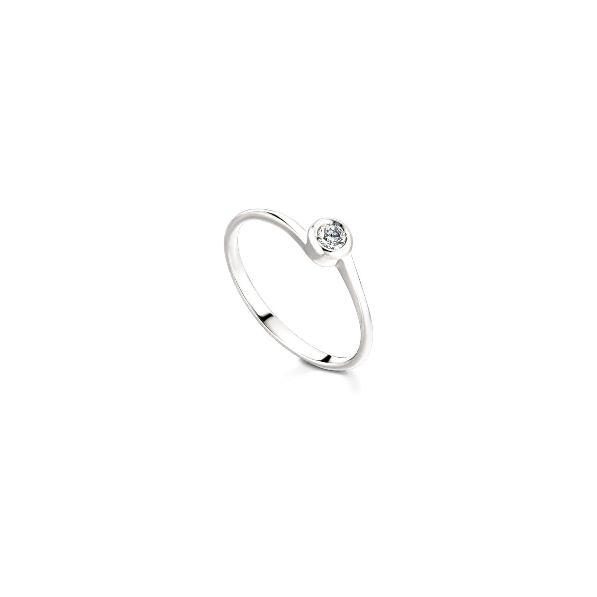 AuriA 18kt White Gold Solitaire Ring with Natural Diamonds
