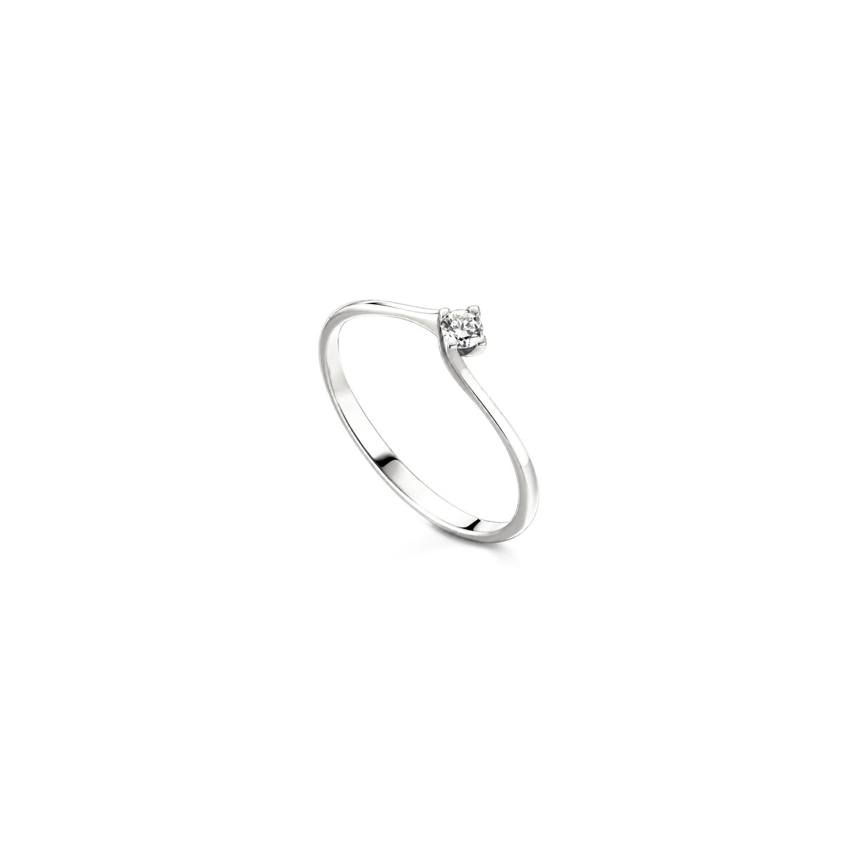 AuriA 18kt White Gold Solitaire Ring with Natural Diamonds