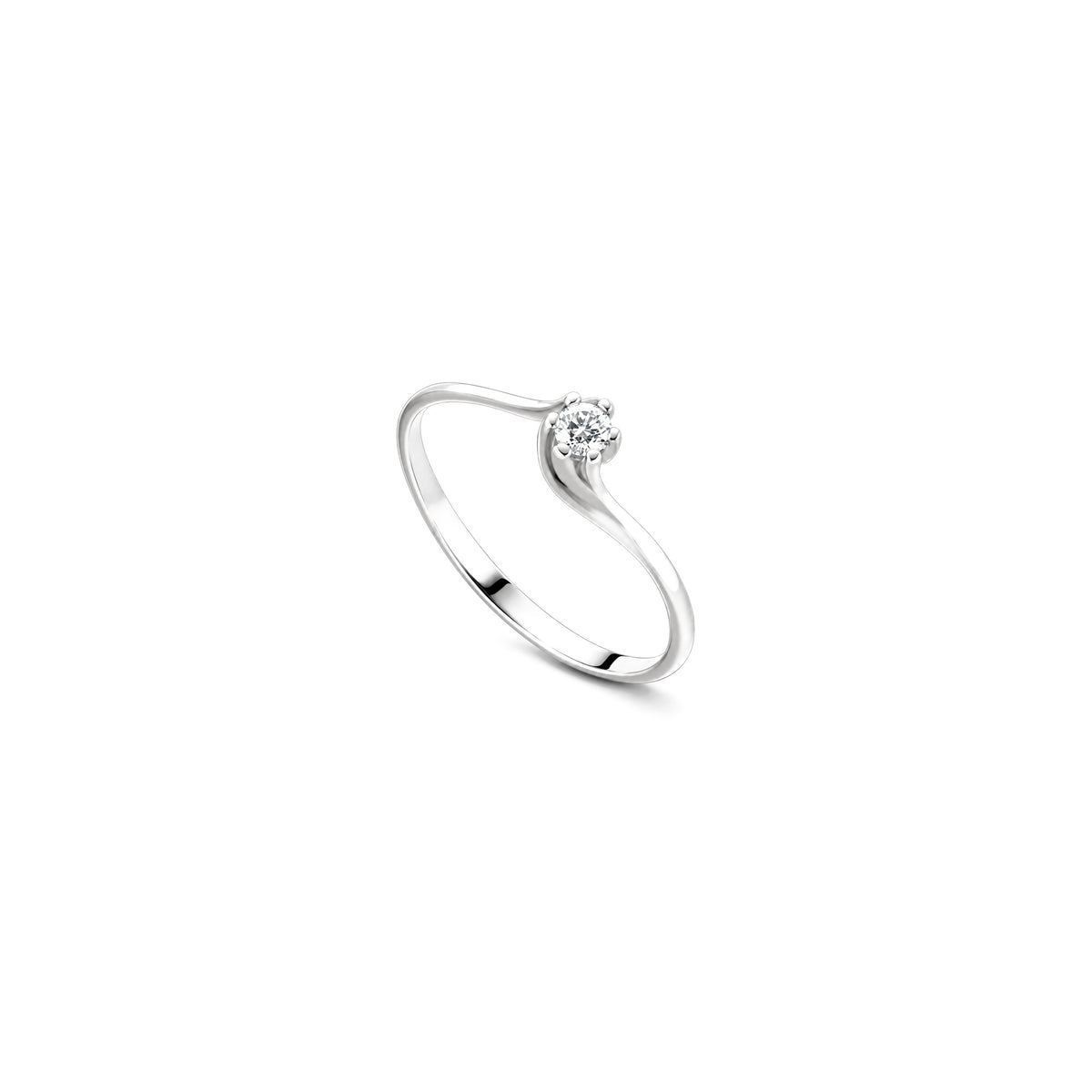 AuriA 18kt White Gold Solitaire Ring with Natural Diamonds