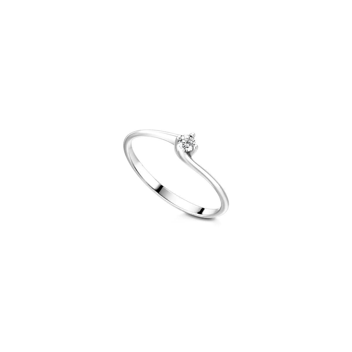AuriA 18kt White Gold Solitaire Ring with Natural Diamonds