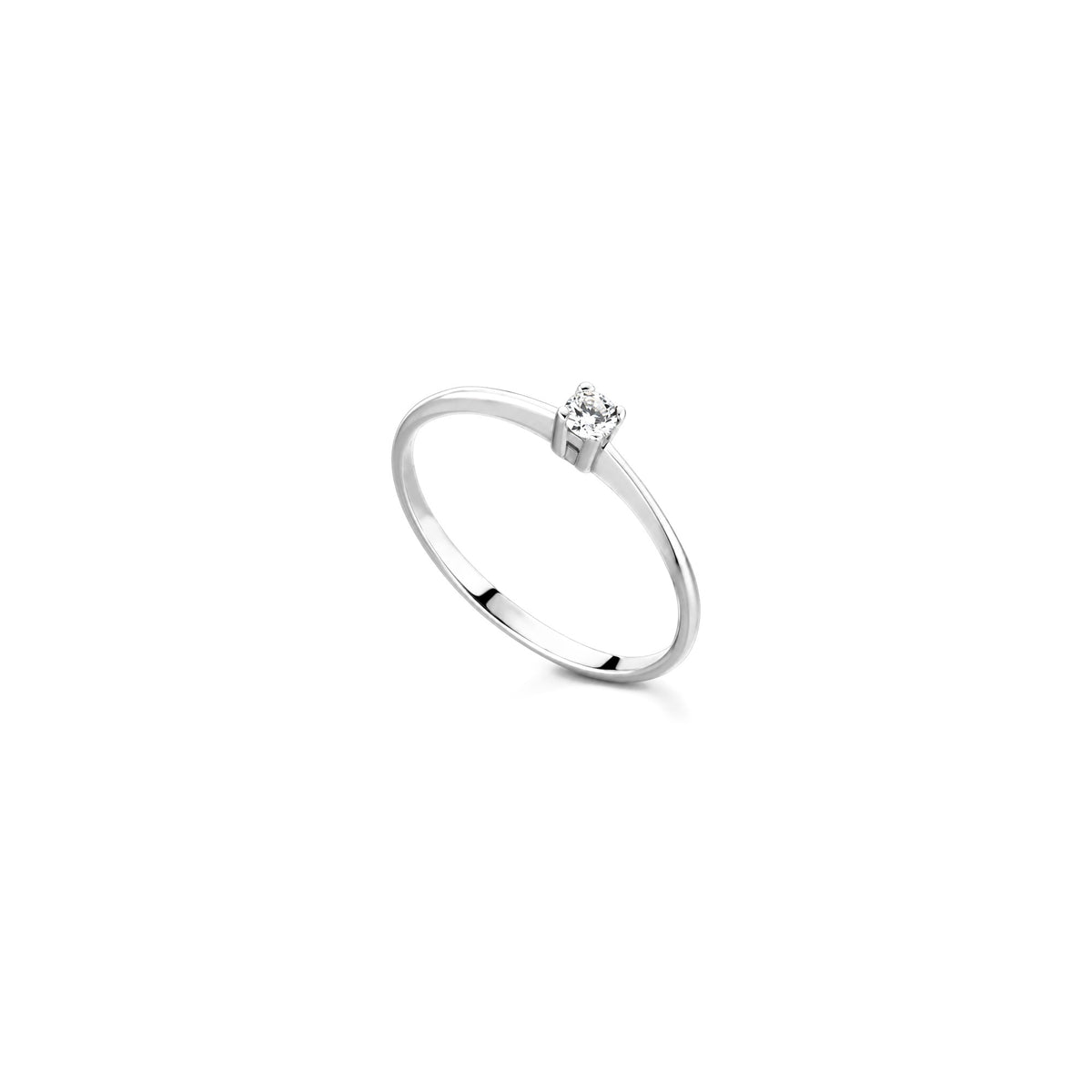 AuriA 18kt White Gold Solitaire Ring with Natural Diamonds