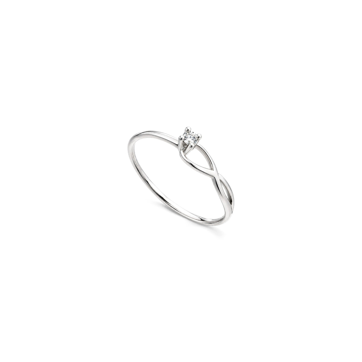 AuriA 18kt White Gold Solitaire Ring with Natural Diamonds