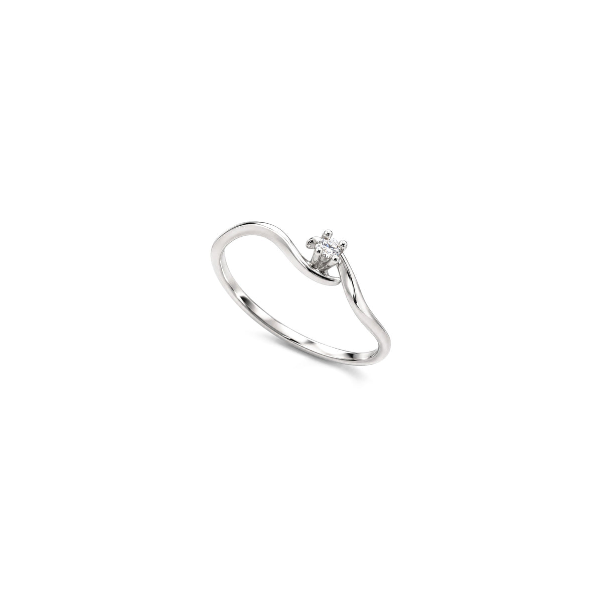 AuriA 18kt White Gold Solitaire Ring with Natural Diamonds