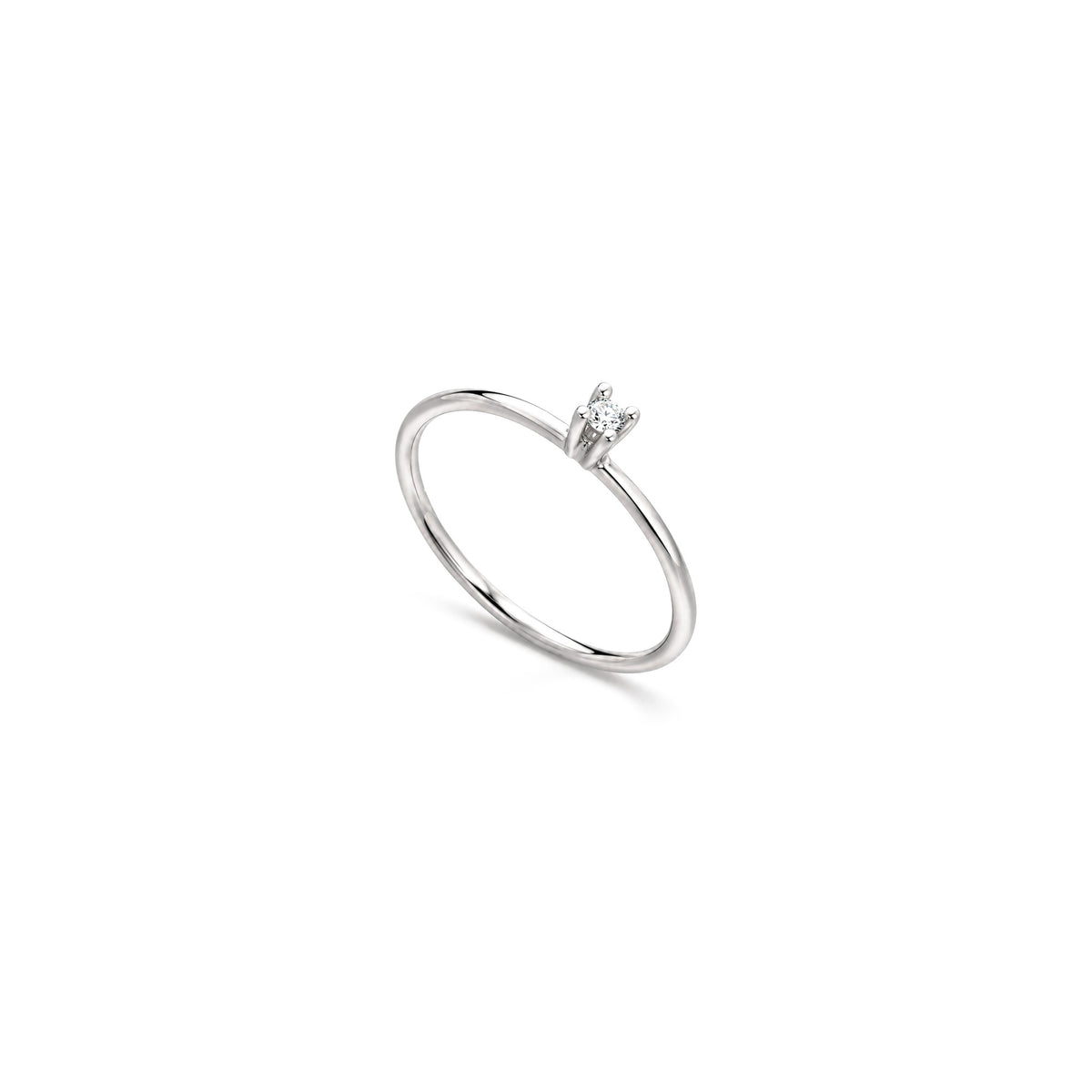 AuriA 18kt White Gold Solitaire Ring with Natural Diamonds