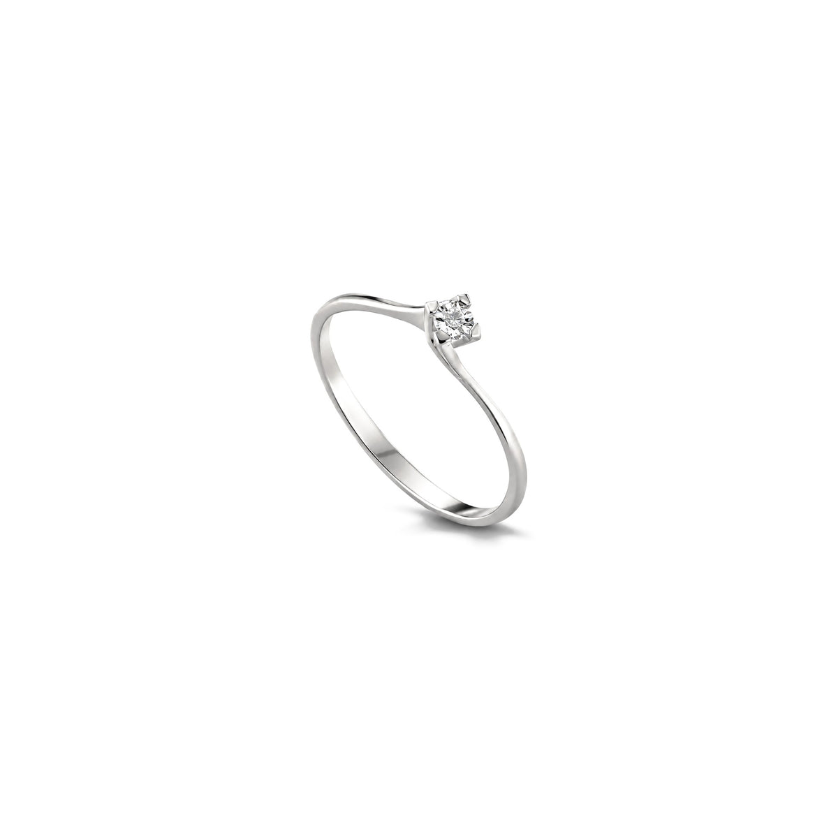 AuriA 18kt White Gold Solitaire Ring with Natural Diamonds