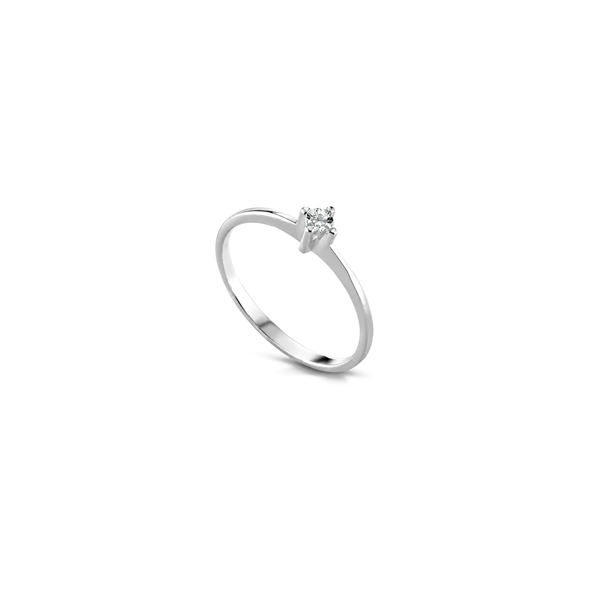 AuriA 18kt White Gold Solitaire Ring with Natural Diamonds