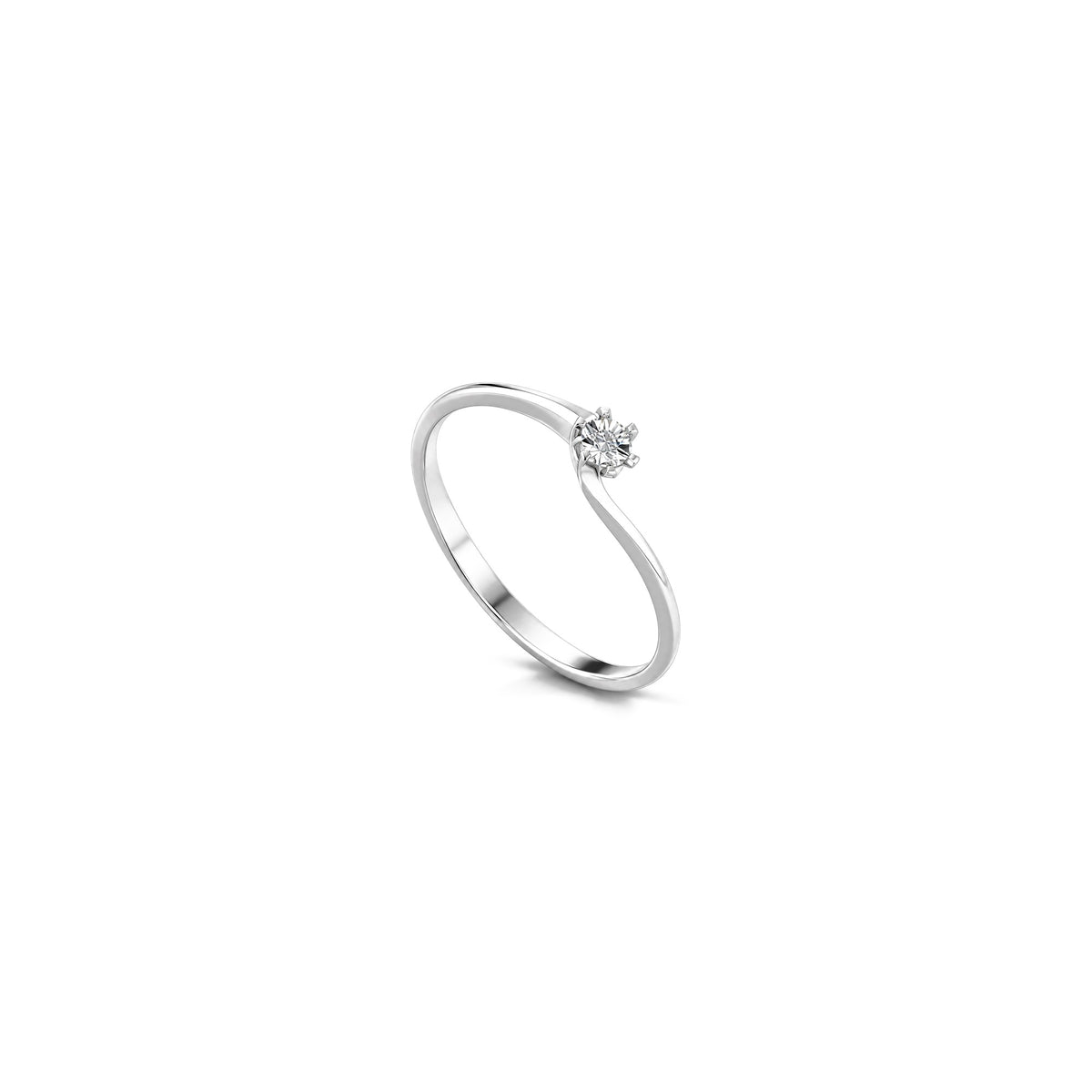 AuriA 18kt White Gold Solitaire Ring with Natural Diamonds