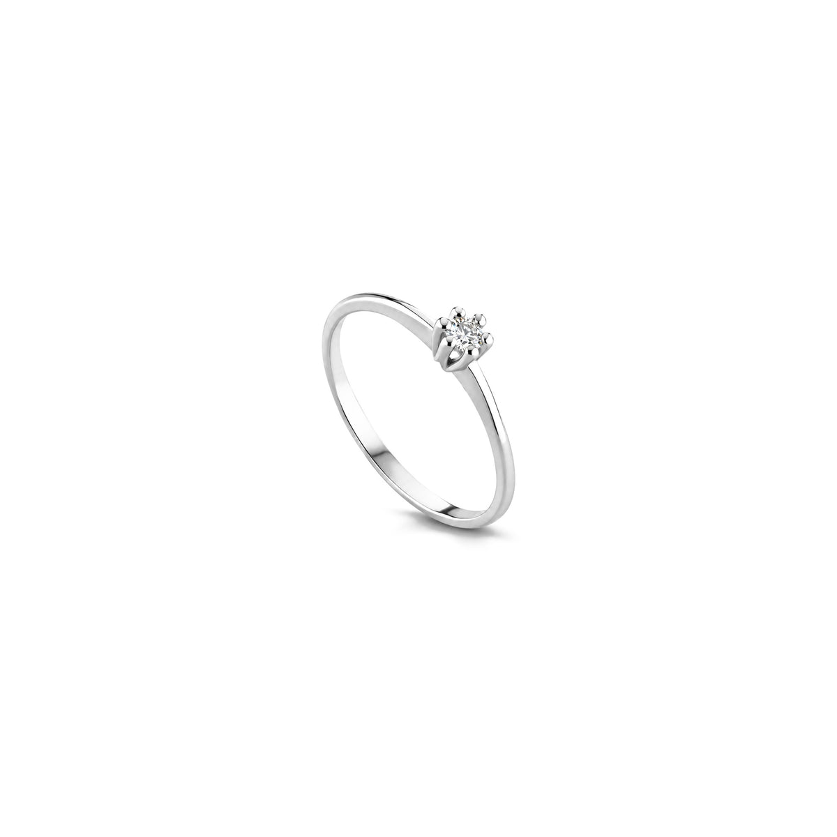 AuriA 18kt White Gold Solitaire Ring with Natural Diamonds