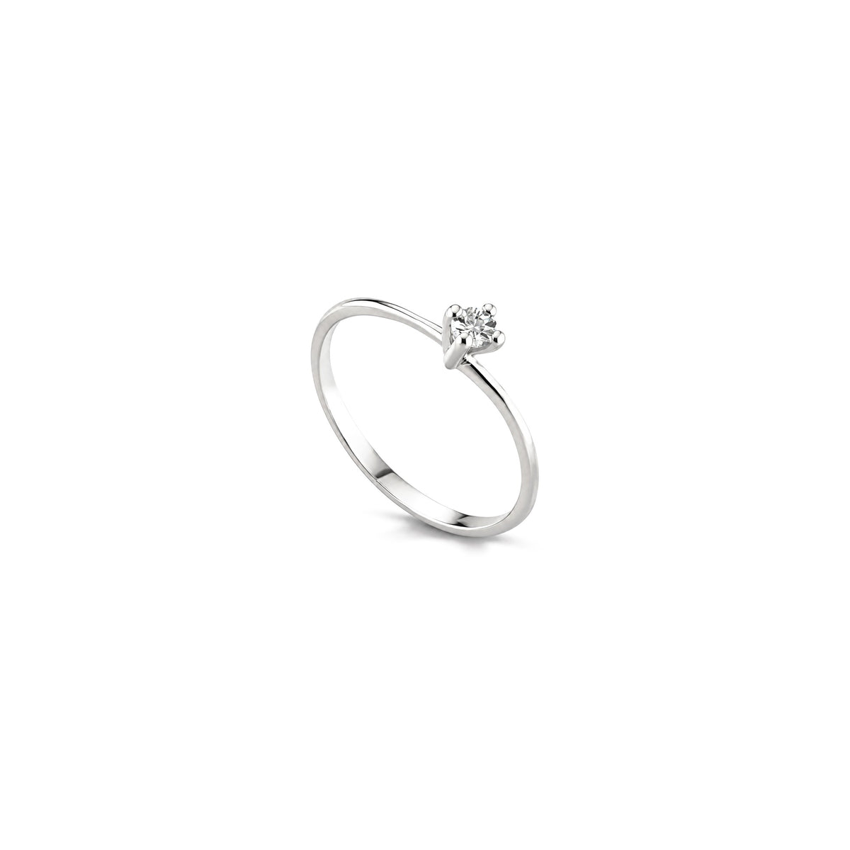 AuriA 18kt White Gold Solitaire Ring with Natural Diamonds