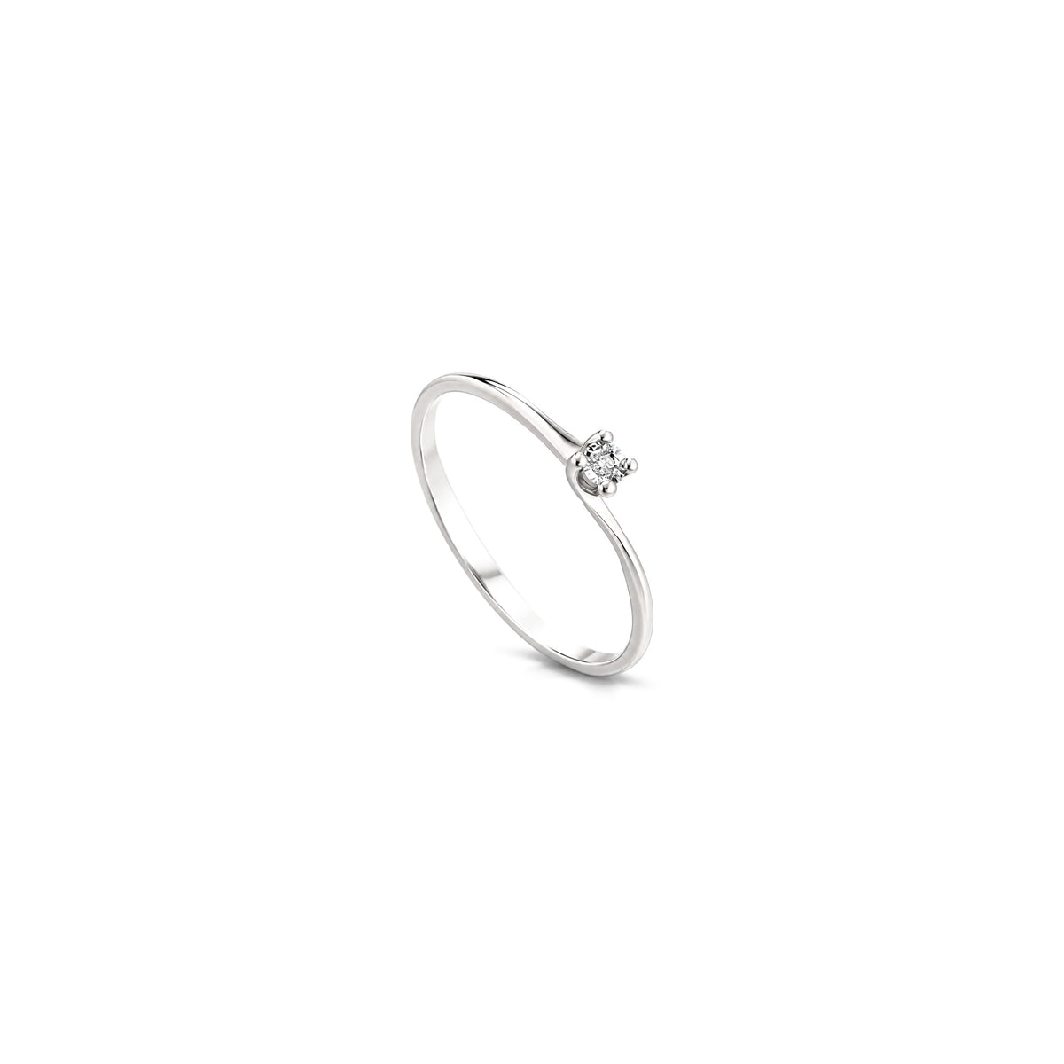 AuriA 18kt White Gold Solitaire Ring with Natural Diamonds