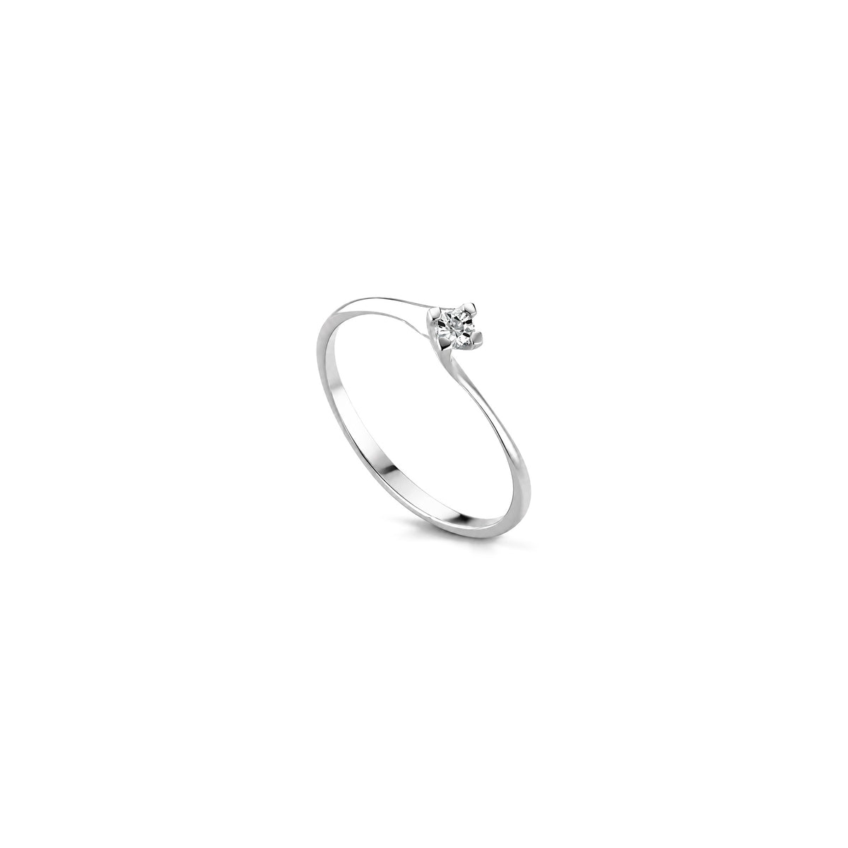 AuriA 18kt White Gold Solitaire Ring with Natural Diamonds