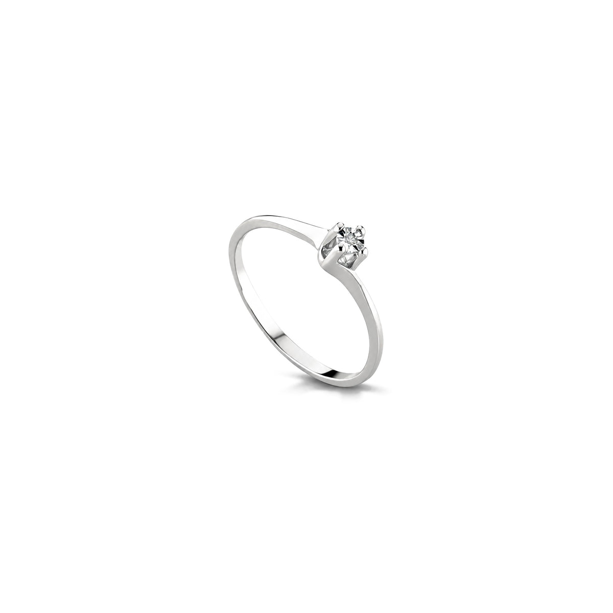 AuriA 18kt White Gold Solitaire Ring with Natural Diamonds