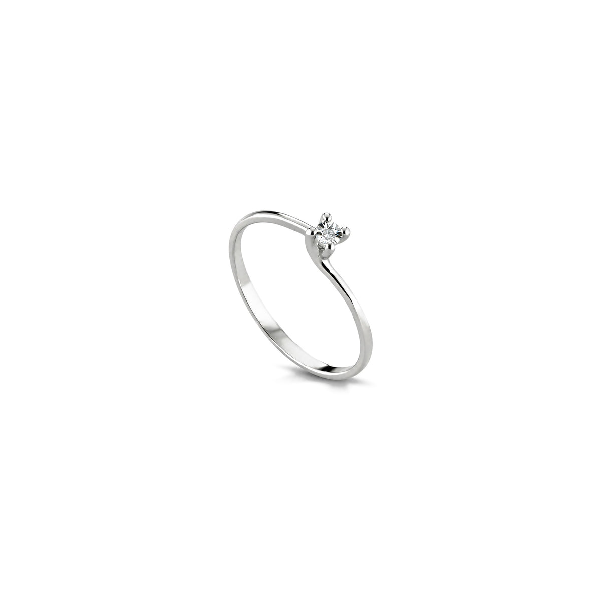 AuriA 18kt White Gold Solitaire Ring with Natural Diamonds