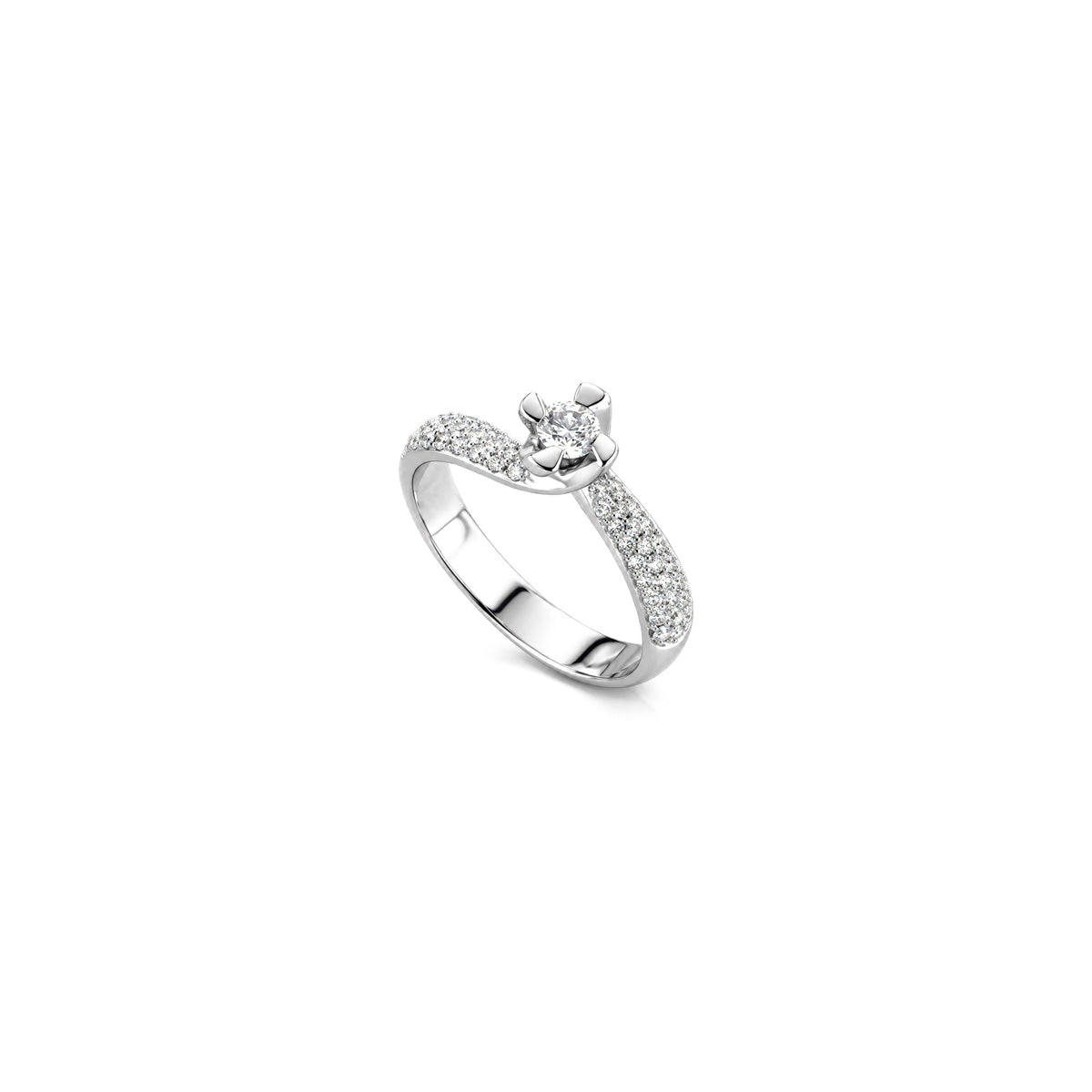 AuriA 18kt White Gold Solitaire Ring with Natural Diamonds