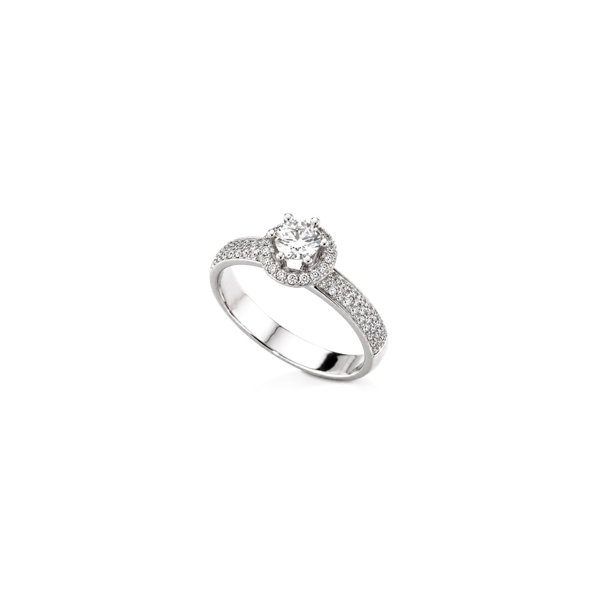AuriA 18kt White Gold Solitaire Ring with Natural Diamonds