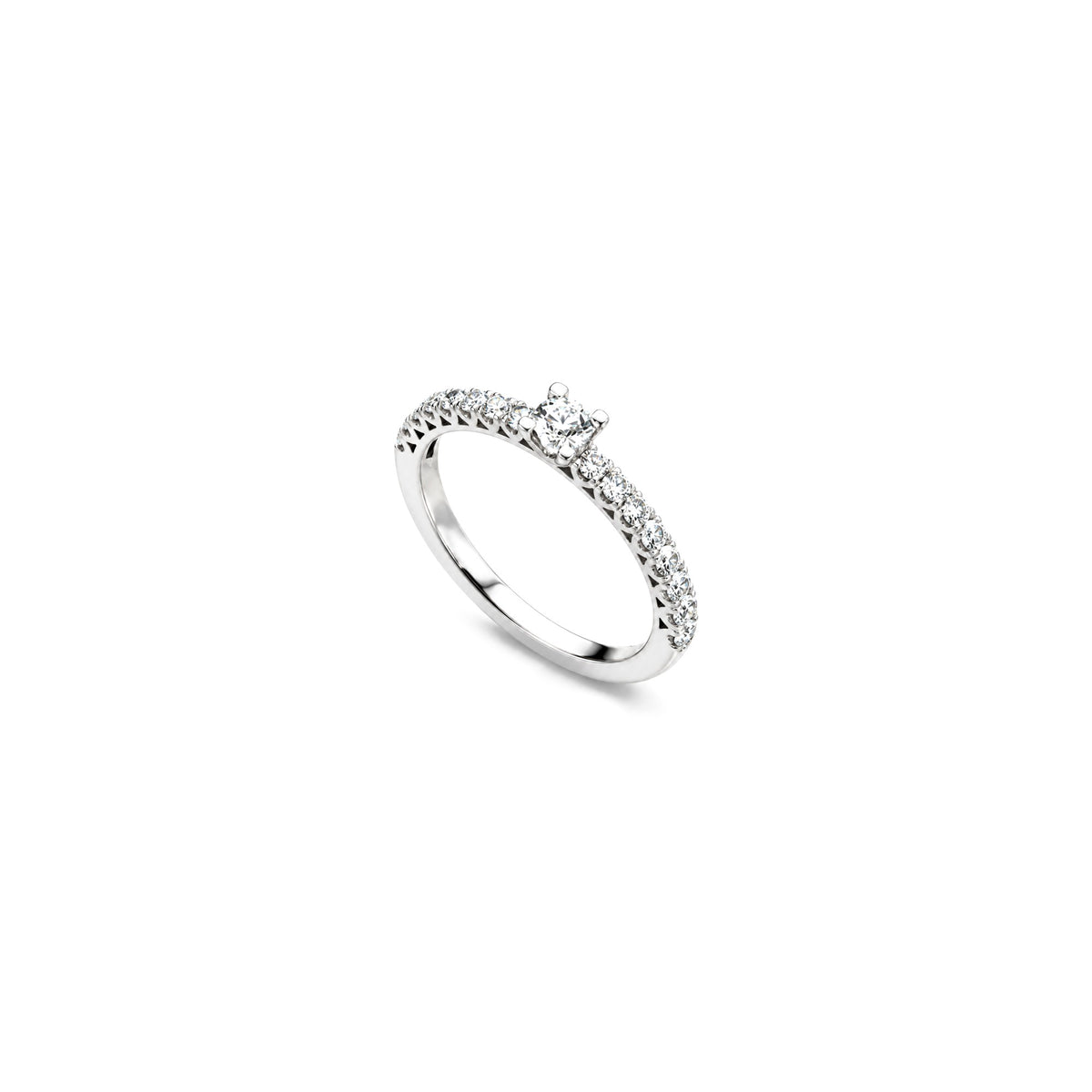 AuriA 18kt White Gold Solitaire Ring with Natural Diamonds