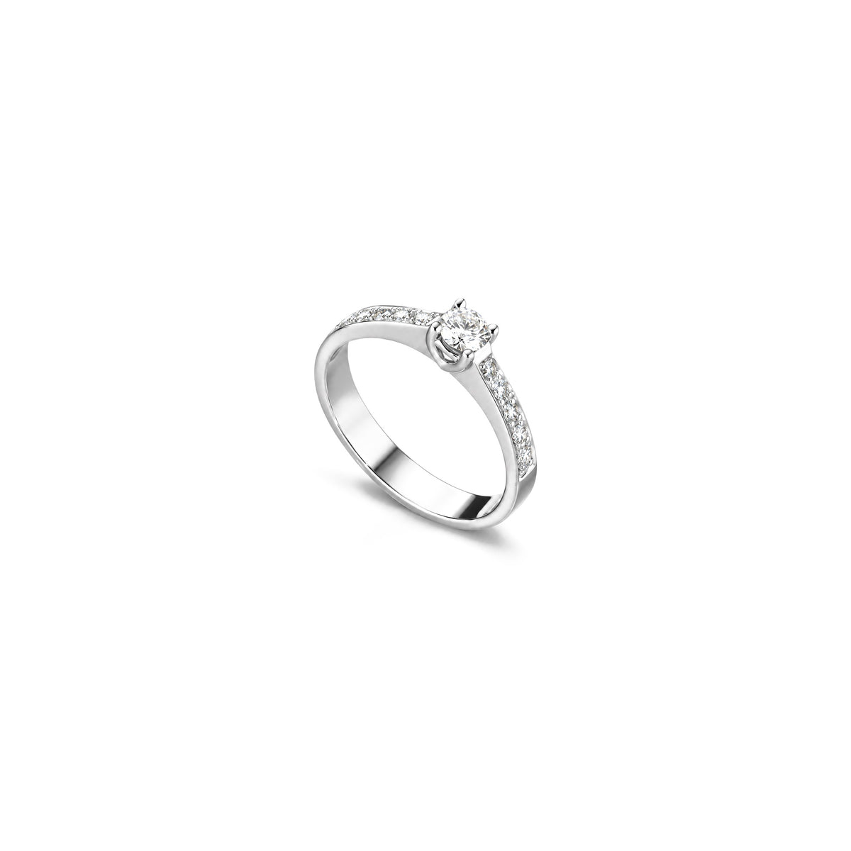 AuriA 18kt White Gold Solitaire Ring with Natural Diamonds
