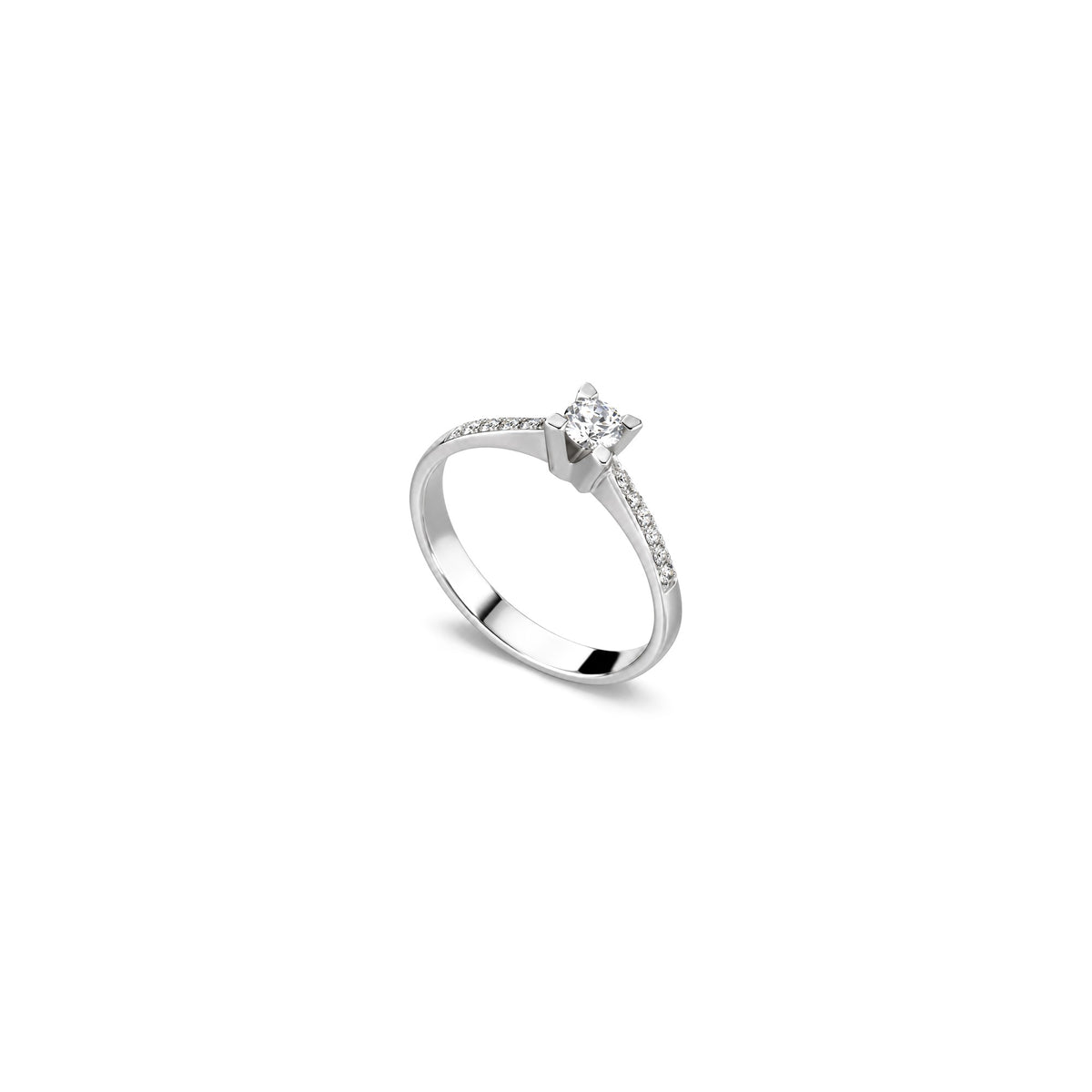 AuriA 18kt White Gold Solitaire Ring with Natural Diamonds