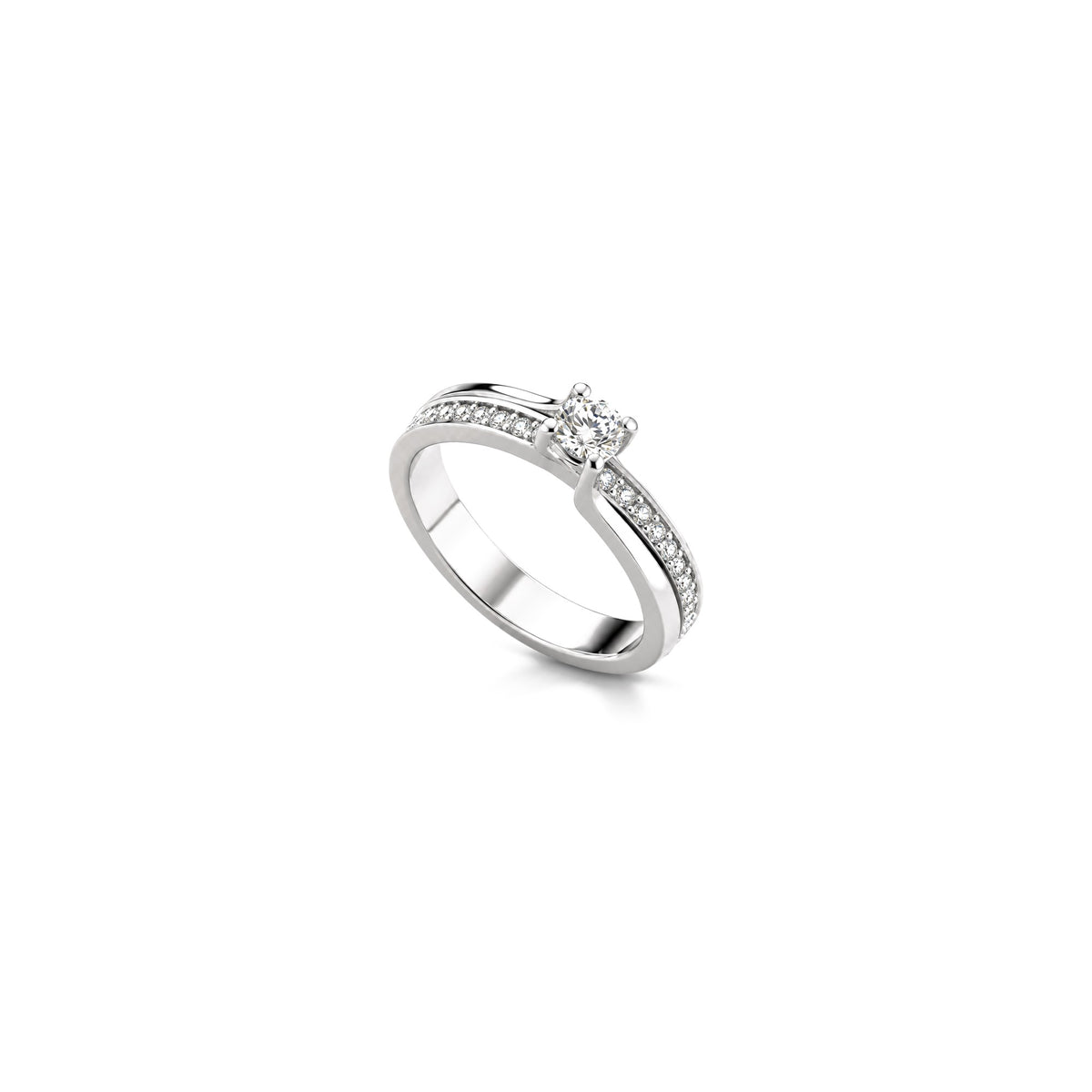 Anillo solitario con diamantes naturales oro blanco 18kt AuriA