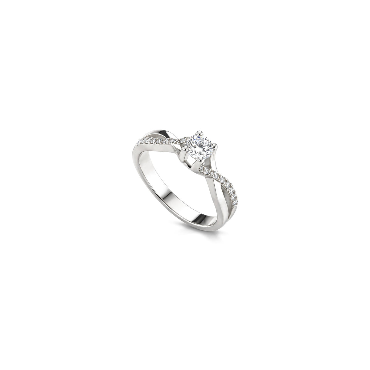 Anillo Solitario con Diamantes Naturales Oro Blanco 18kt AuriA
