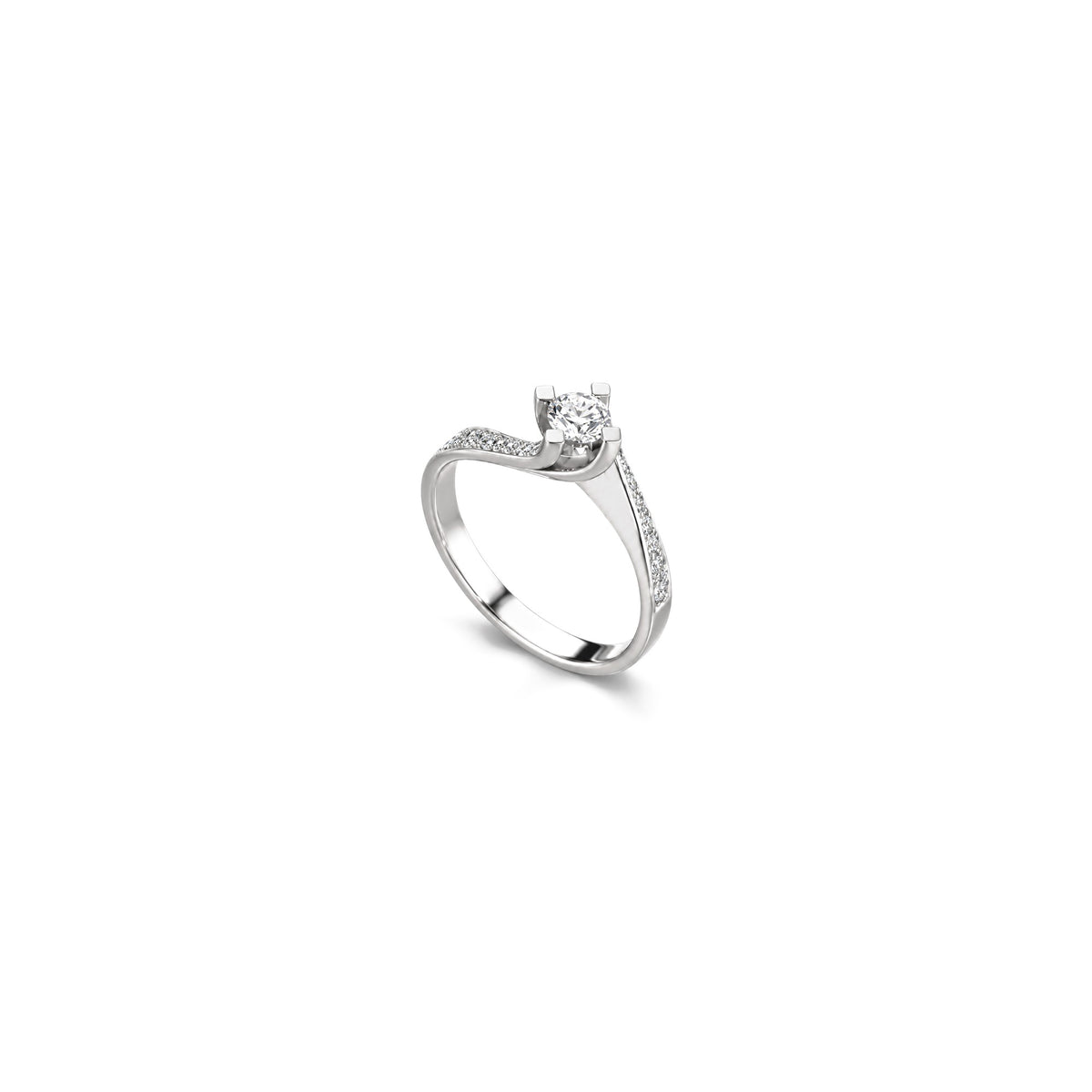 AuriA 18kt White Gold Solitaire Ring with Natural Diamonds