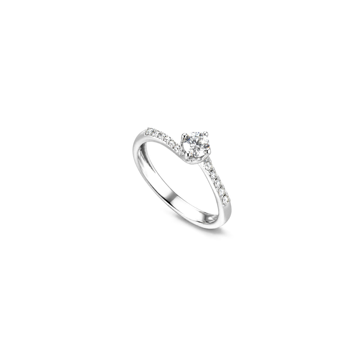 AuriA 18kt White Gold Solitaire Ring with Natural Diamonds