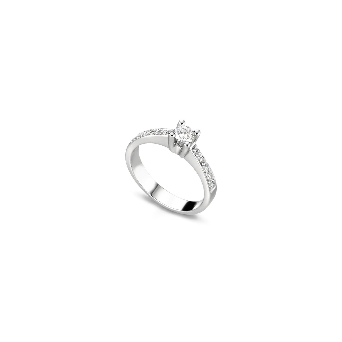 AuriA 18kt White Gold Solitaire Ring with Natural Diamonds