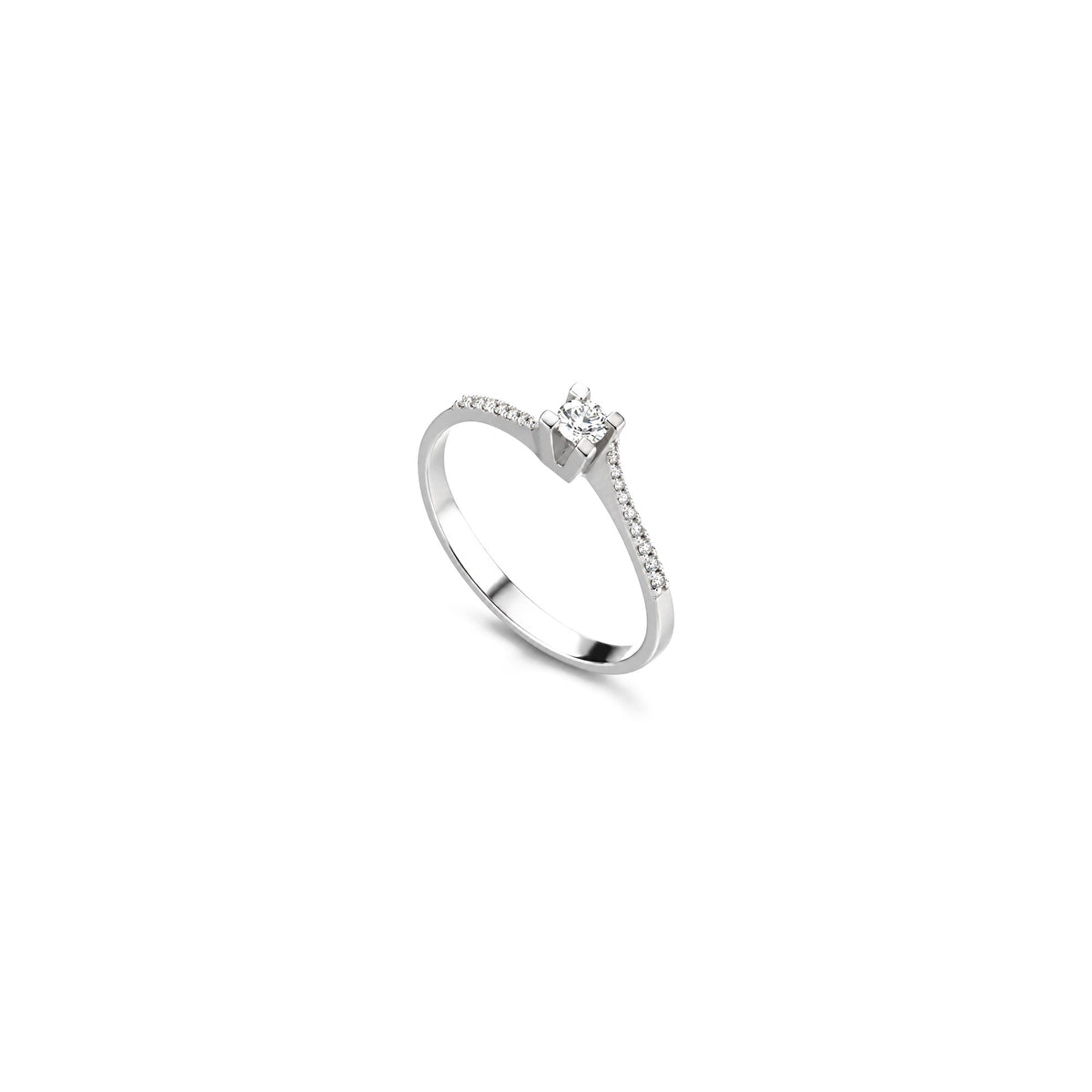 AuriA 18kt White Gold Solitaire Ring with Natural Diamonds
