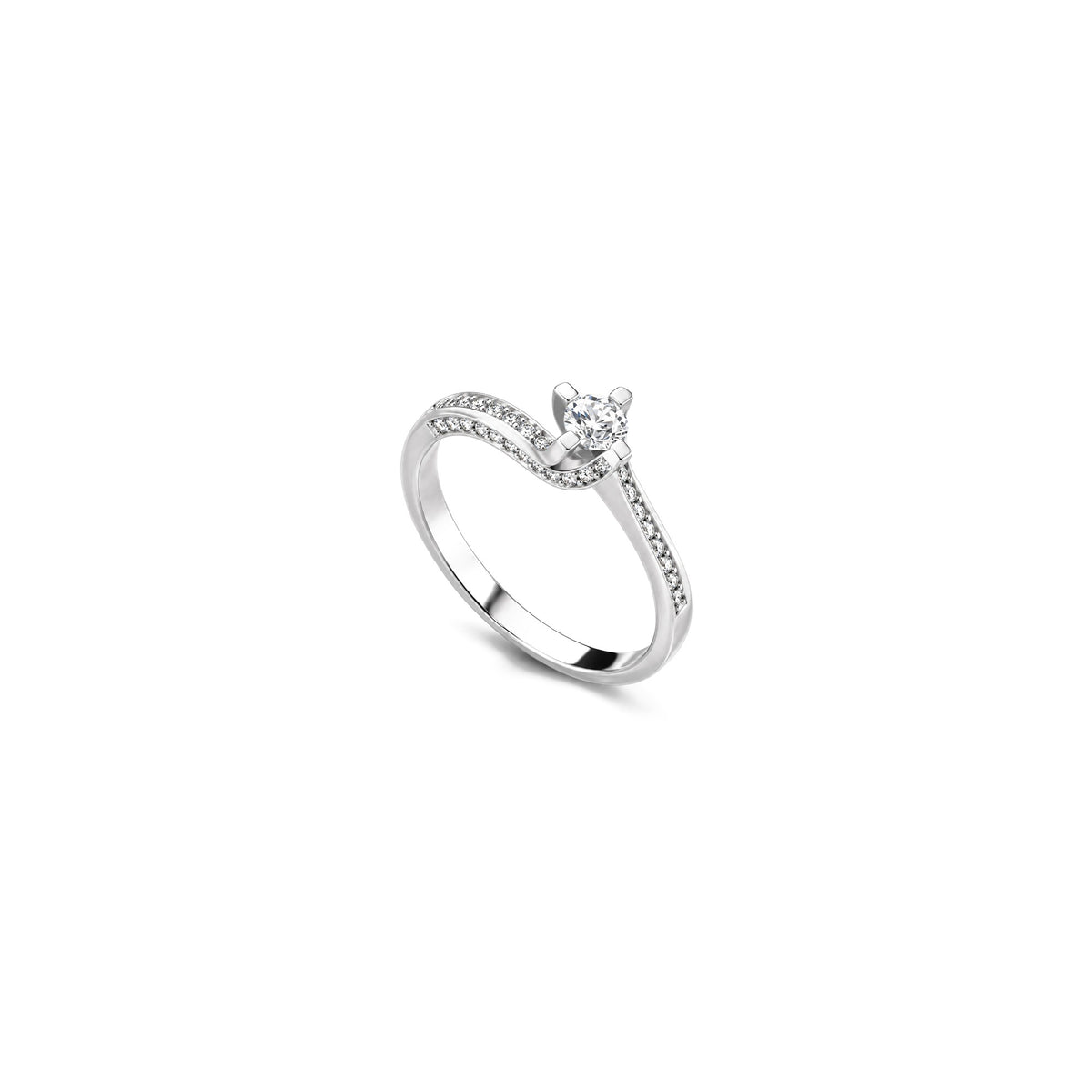 AuriA 18kt White Gold Solitaire Ring with Natural Diamonds