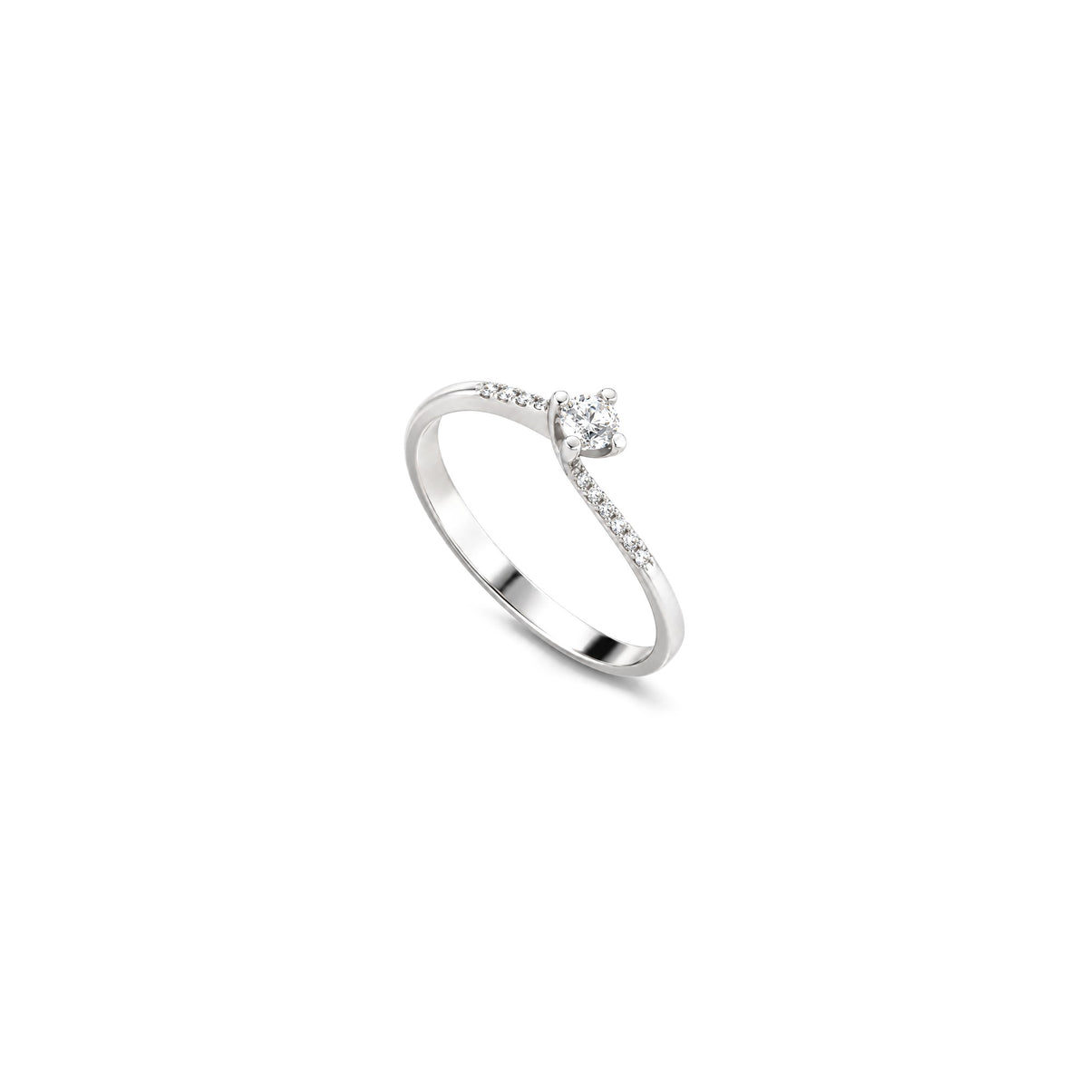 AuriA 18kt White Gold Solitaire Ring with Natural Diamonds