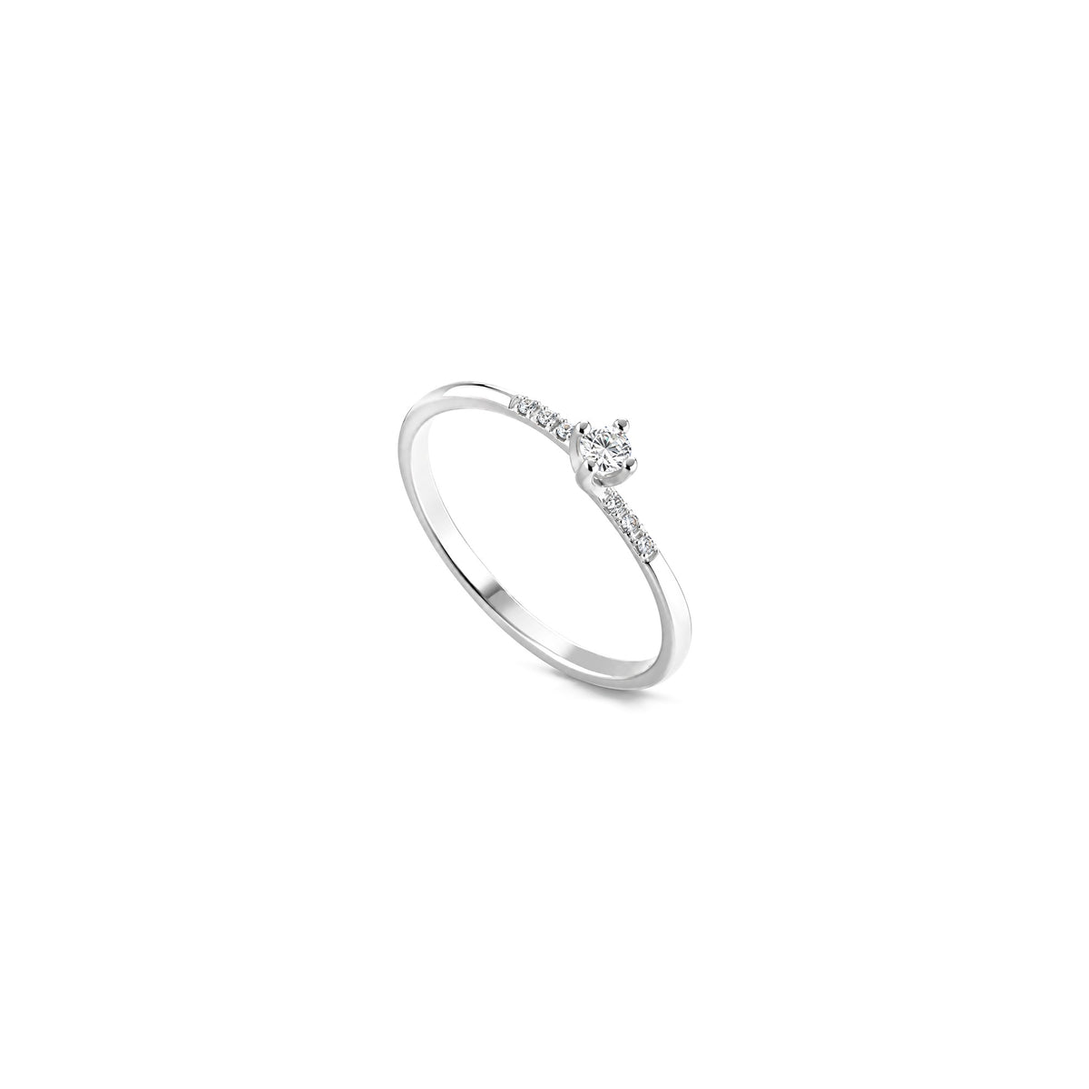 AuriA 18kt White Gold Solitaire Ring with Natural Diamonds