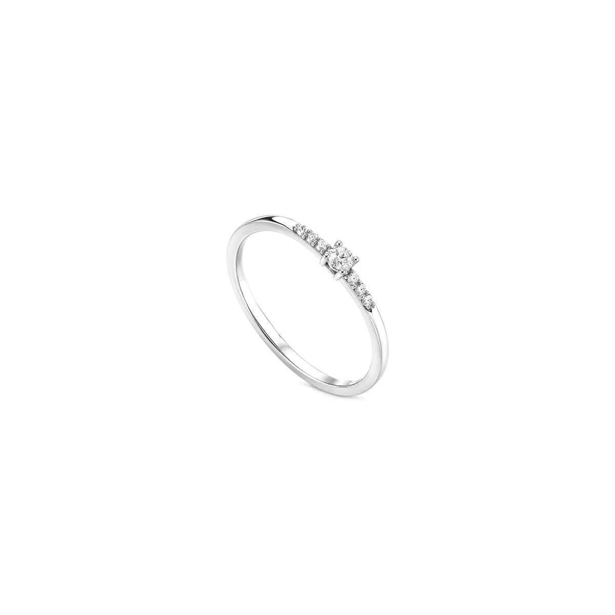 AuriA 18kt White Gold Solitaire Ring with Natural Diamonds
