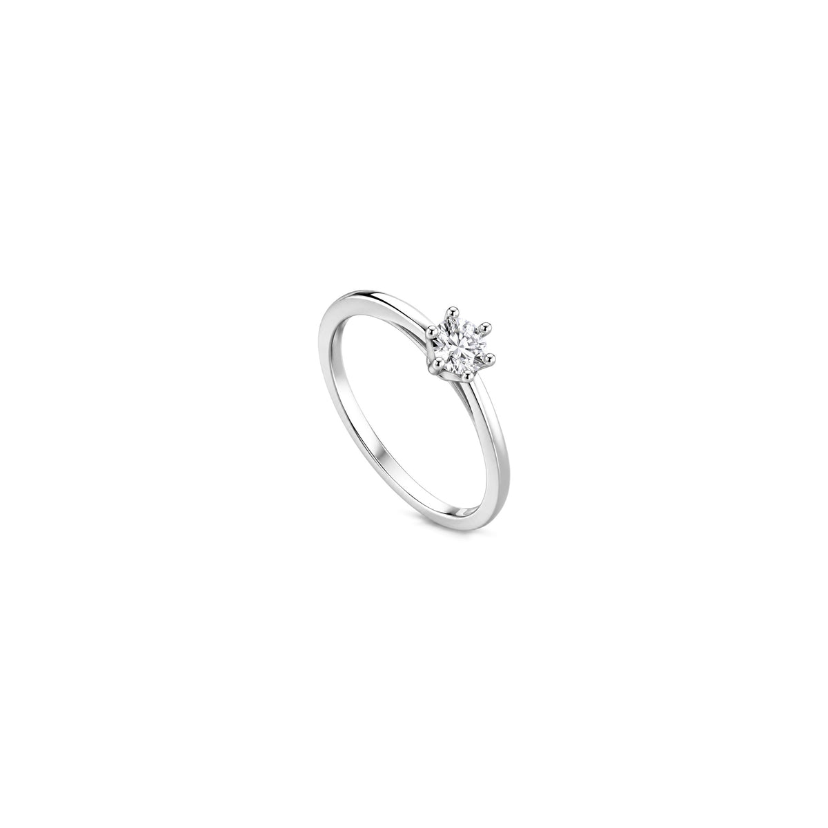 AuriA 18kt White Gold Solitaire Ring with Natural Diamonds