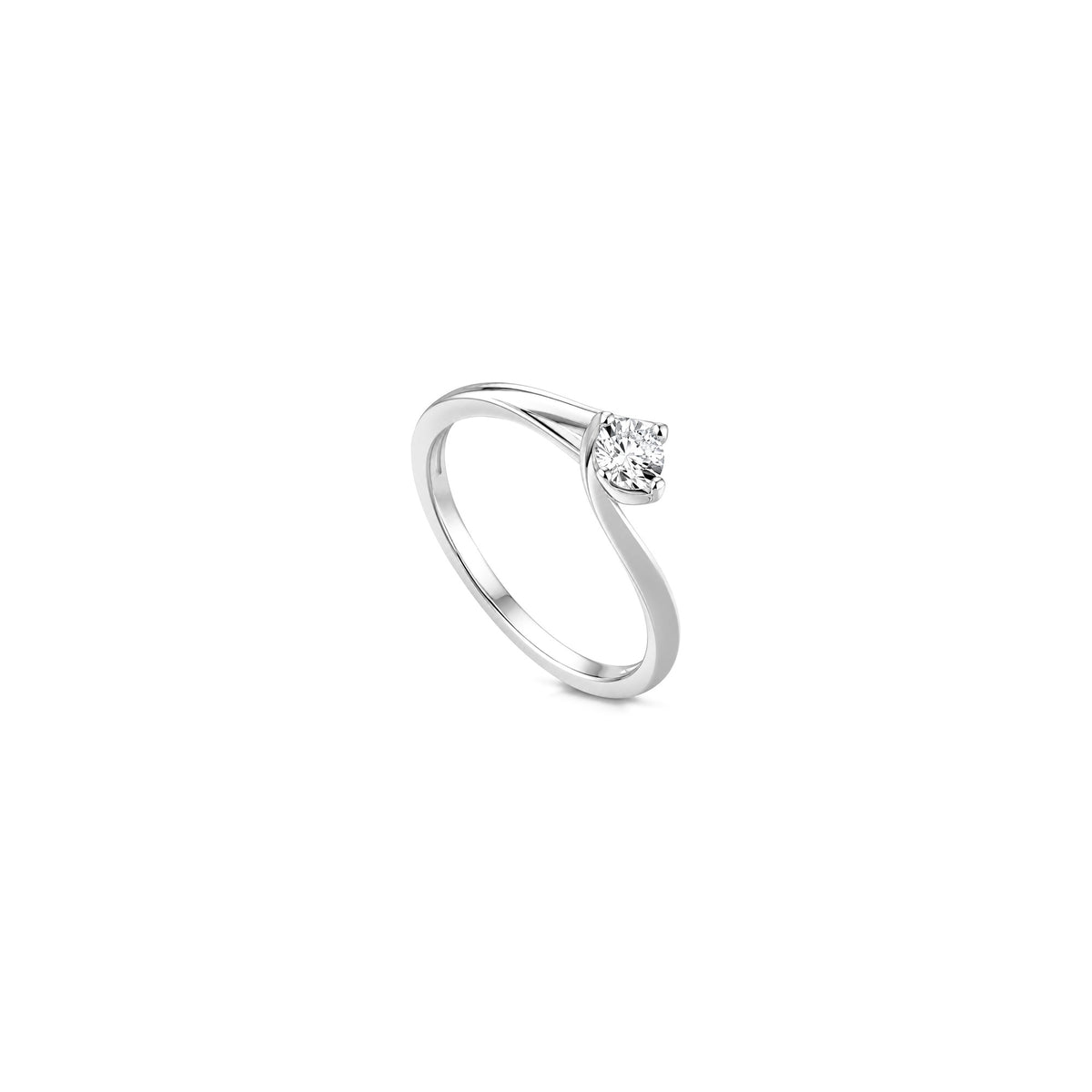 AuriA 18kt White Gold Solitaire Ring with Natural Diamonds