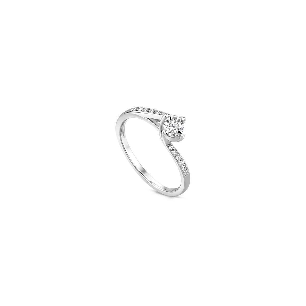 AuriA 18kt White Gold Solitaire Ring with Natural Diamonds