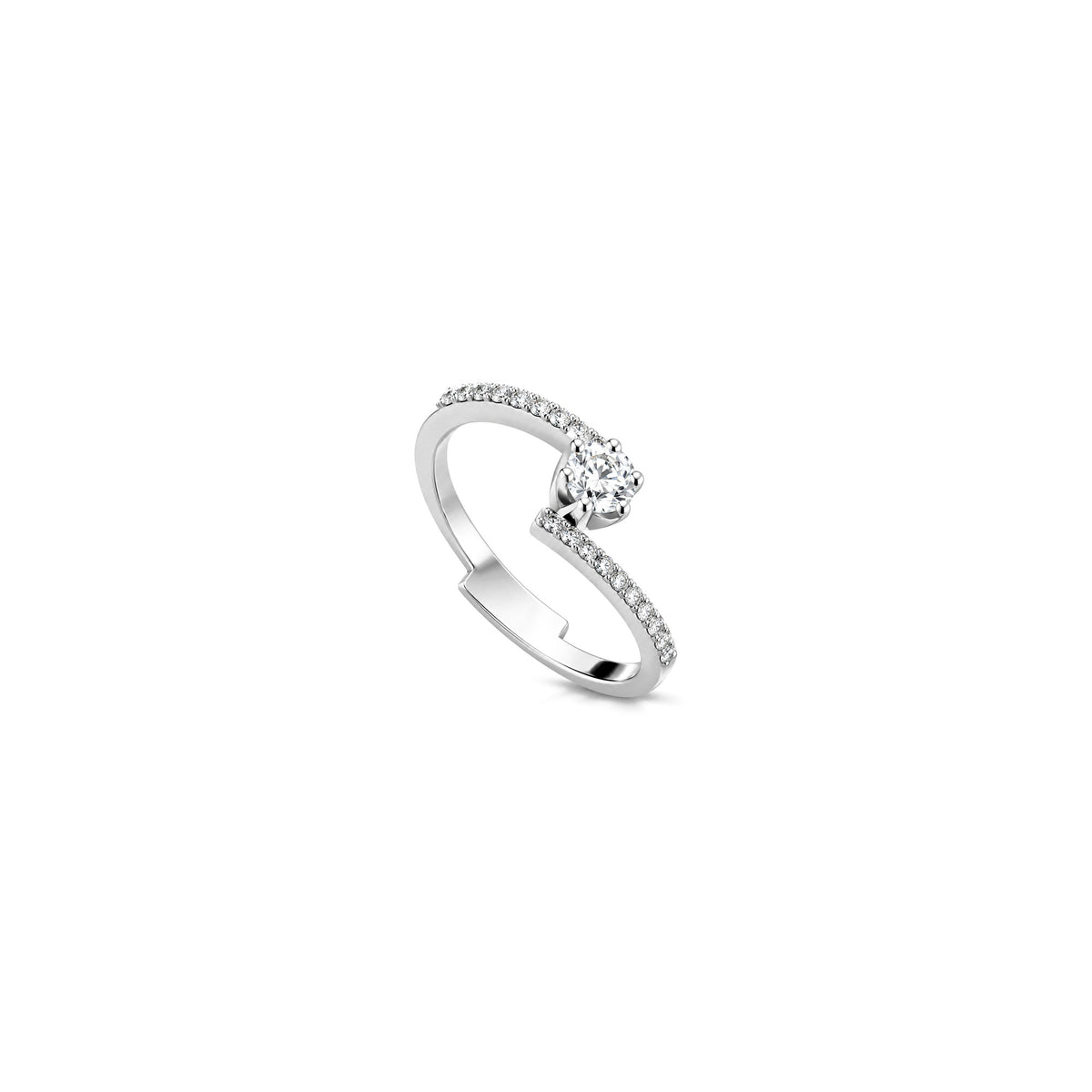 AuriA 18kt White Gold Solitaire Ring with Natural Diamonds