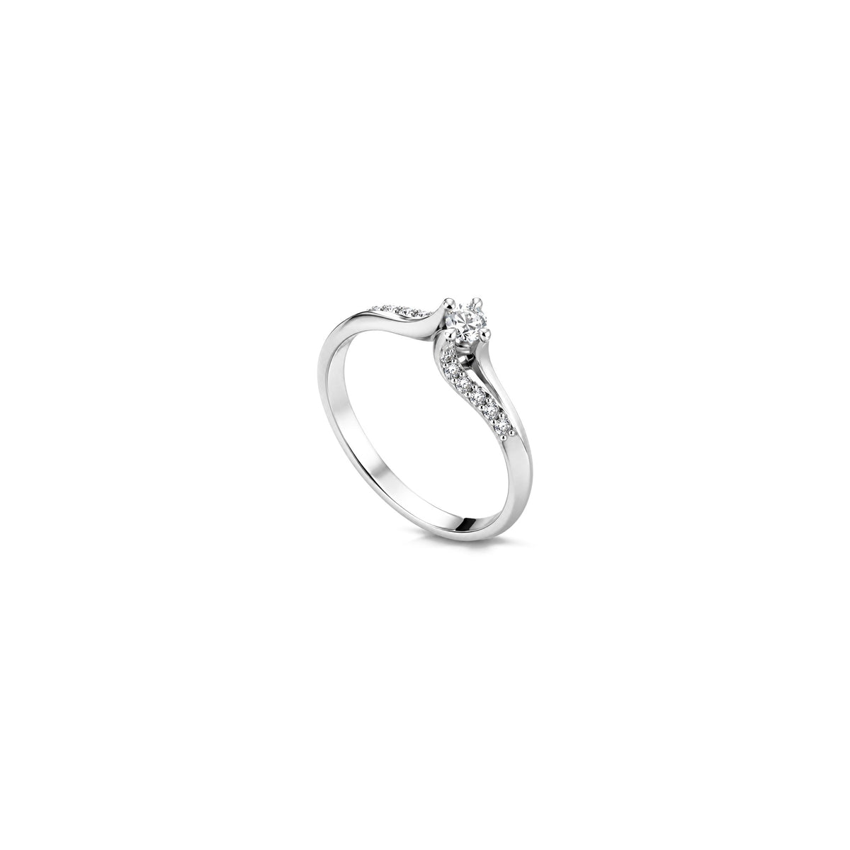 Anillo solitario con diamantes naturales oro blanco 18kt AuriA