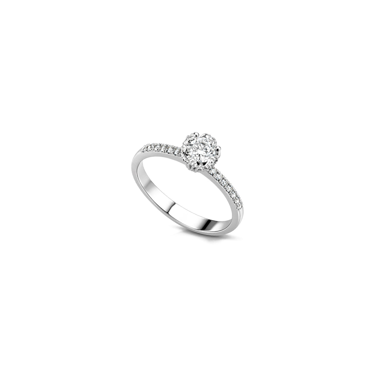 Anillo solitario con diamantes naturales oro blanco 18kt AuriA