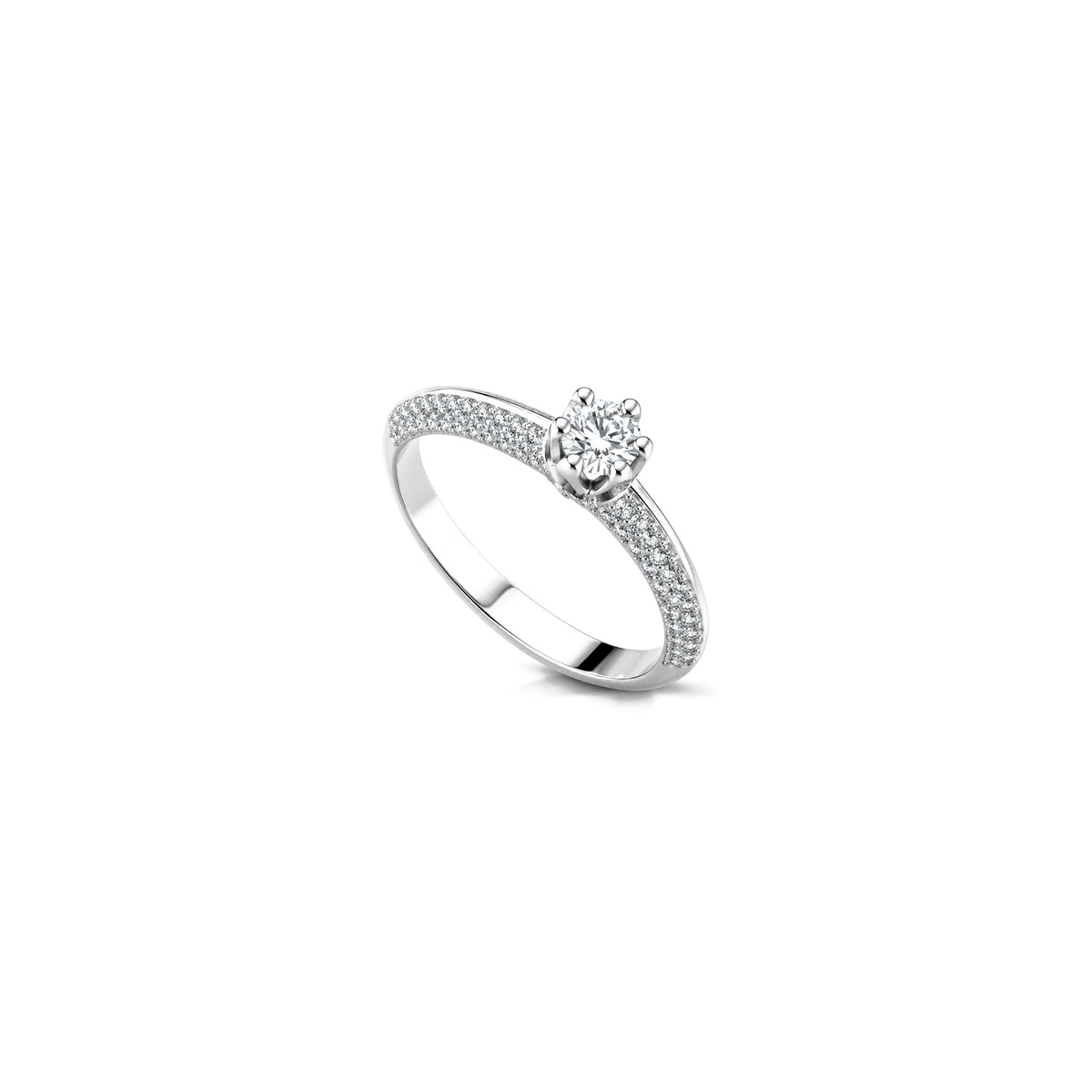 AuriA 18kt White Gold Solitaire Ring with Natural Diamonds