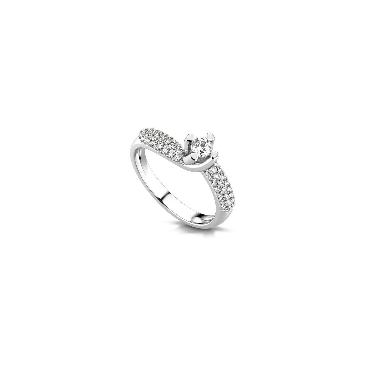 AuriA 18kt White Gold Solitaire Ring with Natural Diamonds