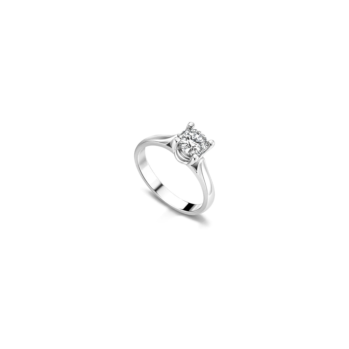 Anillo Solitario con Diamantes Naturales Oro Blanco 18kt AuriA
