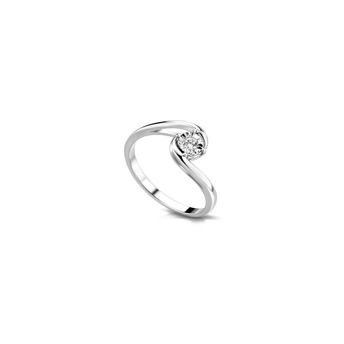 18kt White Gold Faceted Ring with Natural Diamonds AuriA