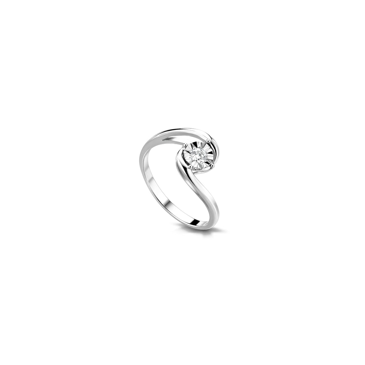 18kt White Gold Faceted Ring with Natural Diamonds AuriA