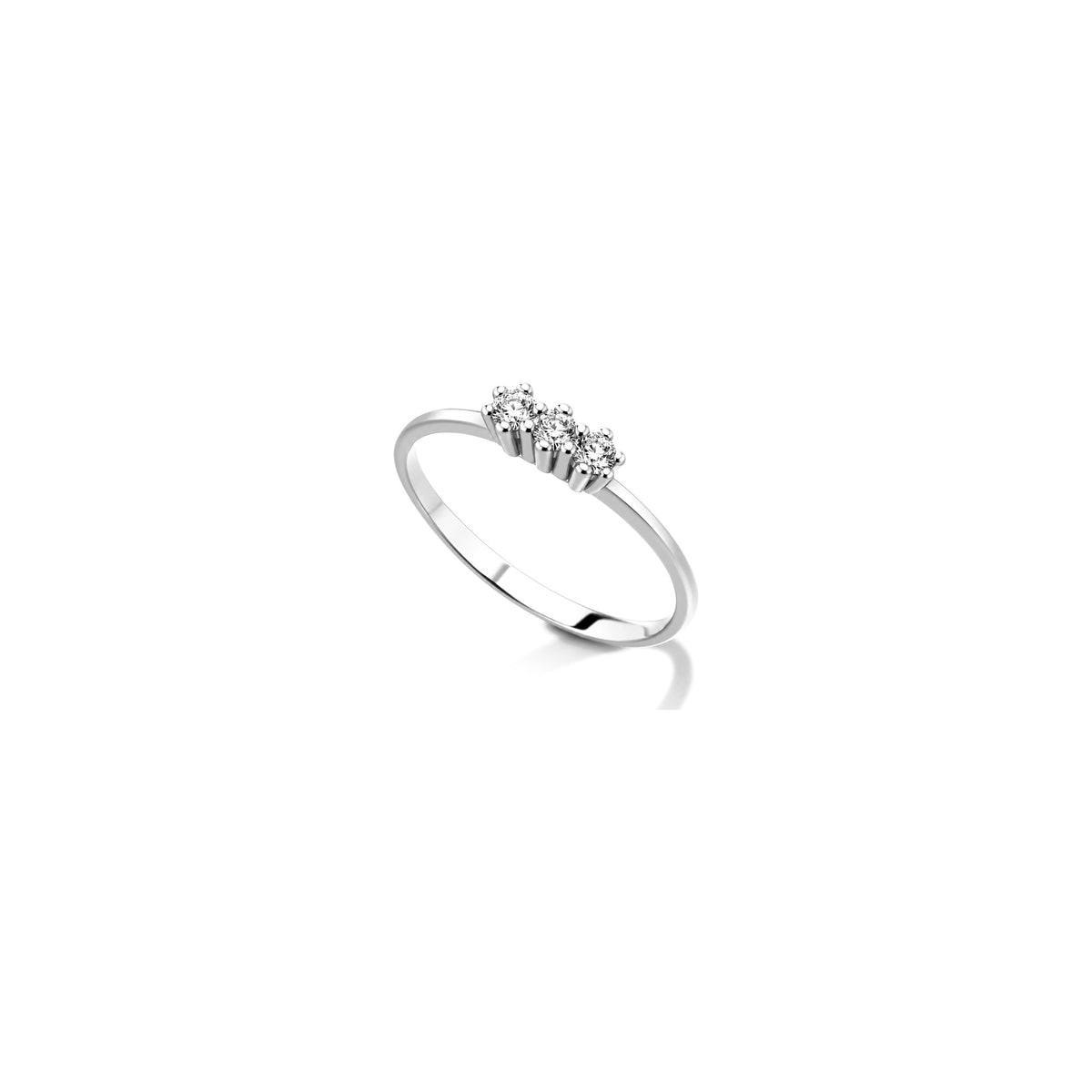 Anello Trilogy Sottile con Diamanti Naturali in Oro 18kt