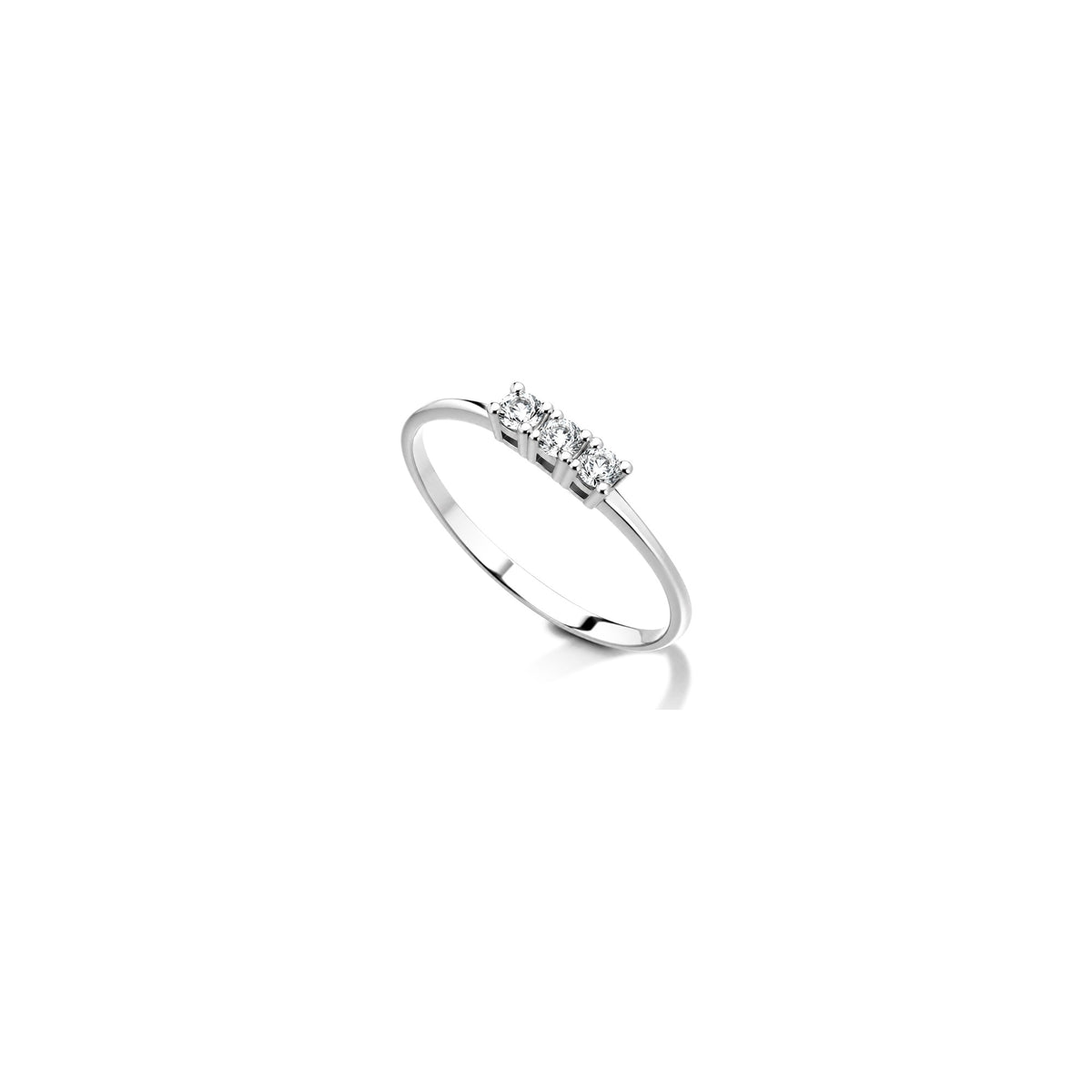 Anello Trilogy Sottile con Diamanti Naturali in Oro 18kt