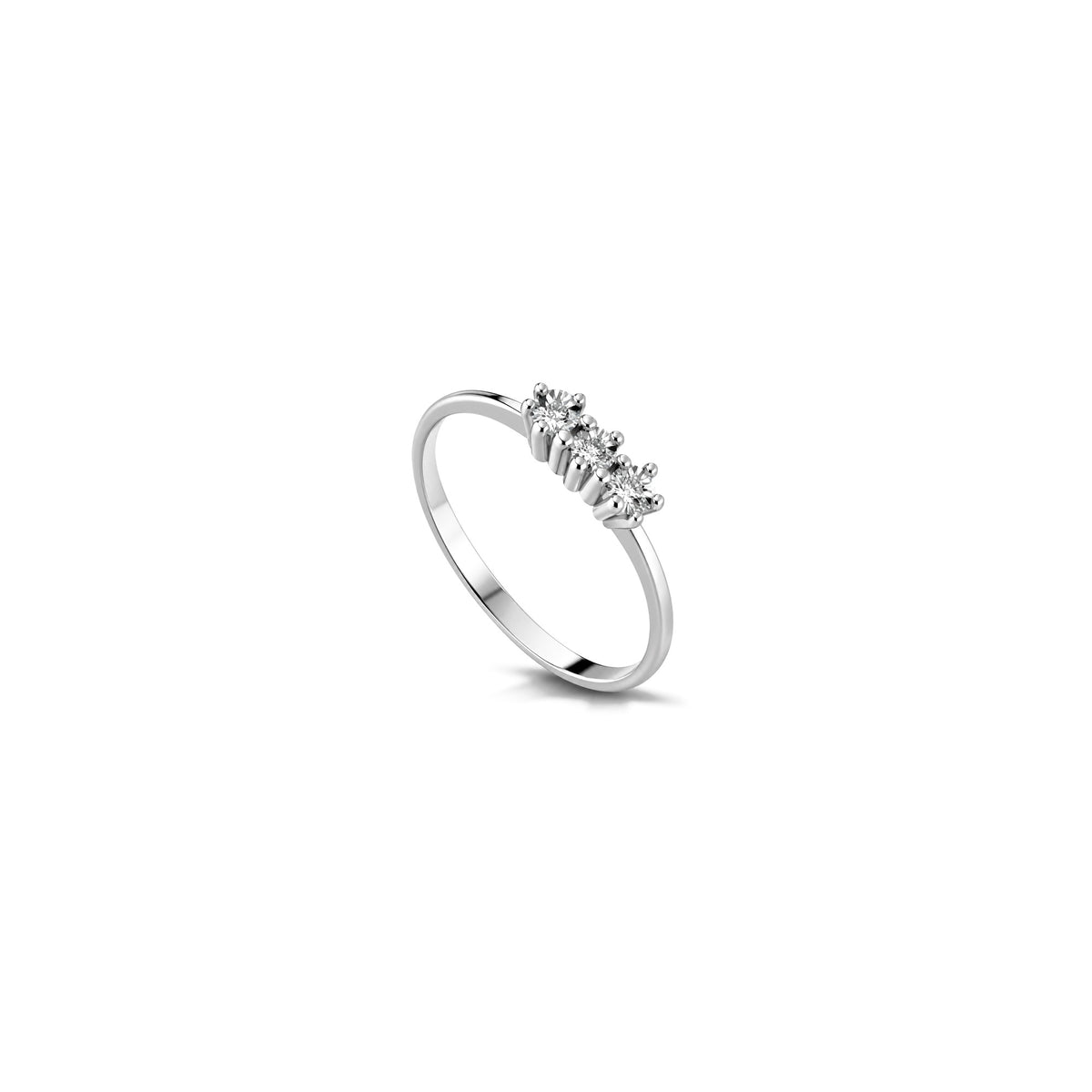 Anello Trilogy Classico con Diamanti Naturali in Oro 18kt