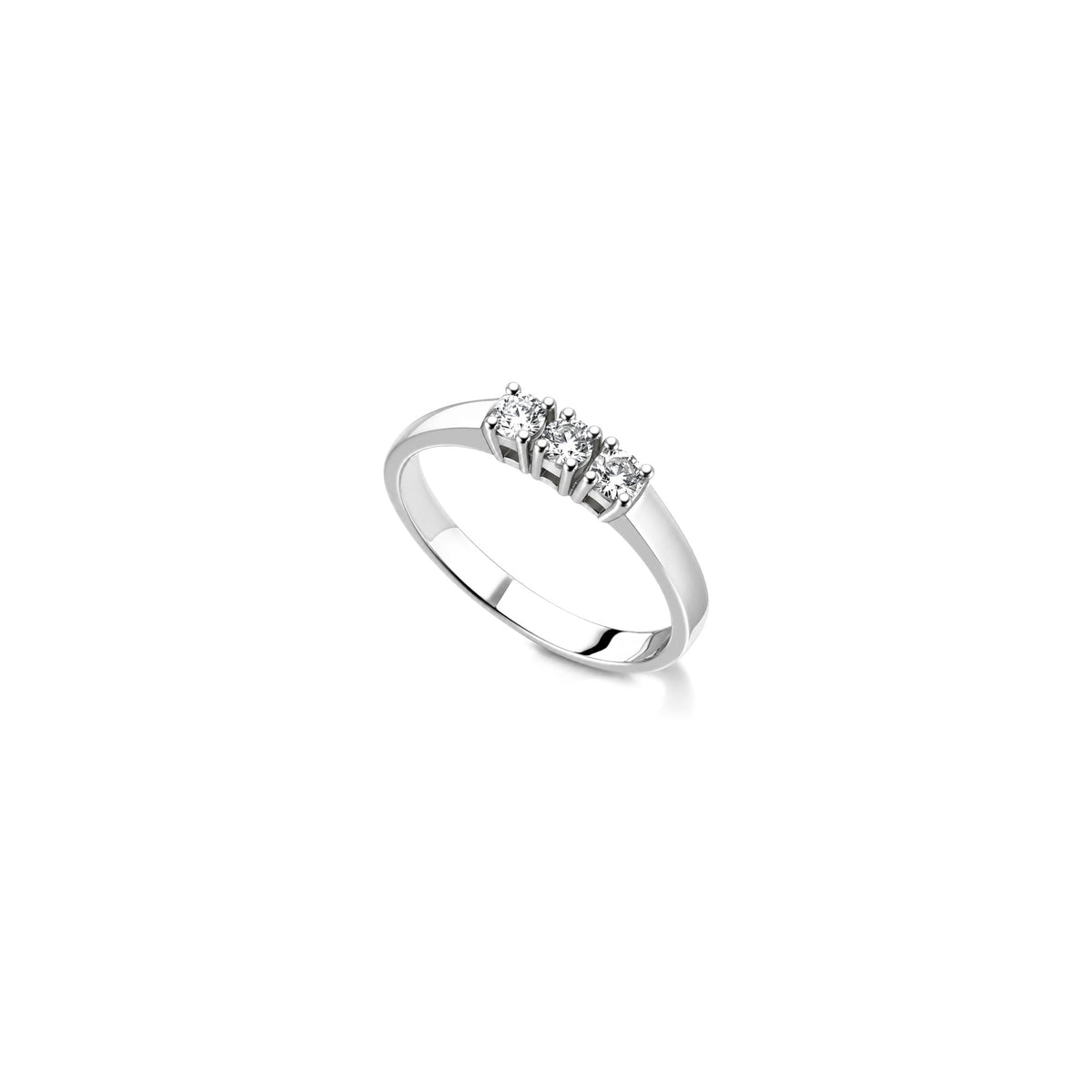 Anello Trilogy Gambo Largo con Diamanti Naturali in Oro 18kt